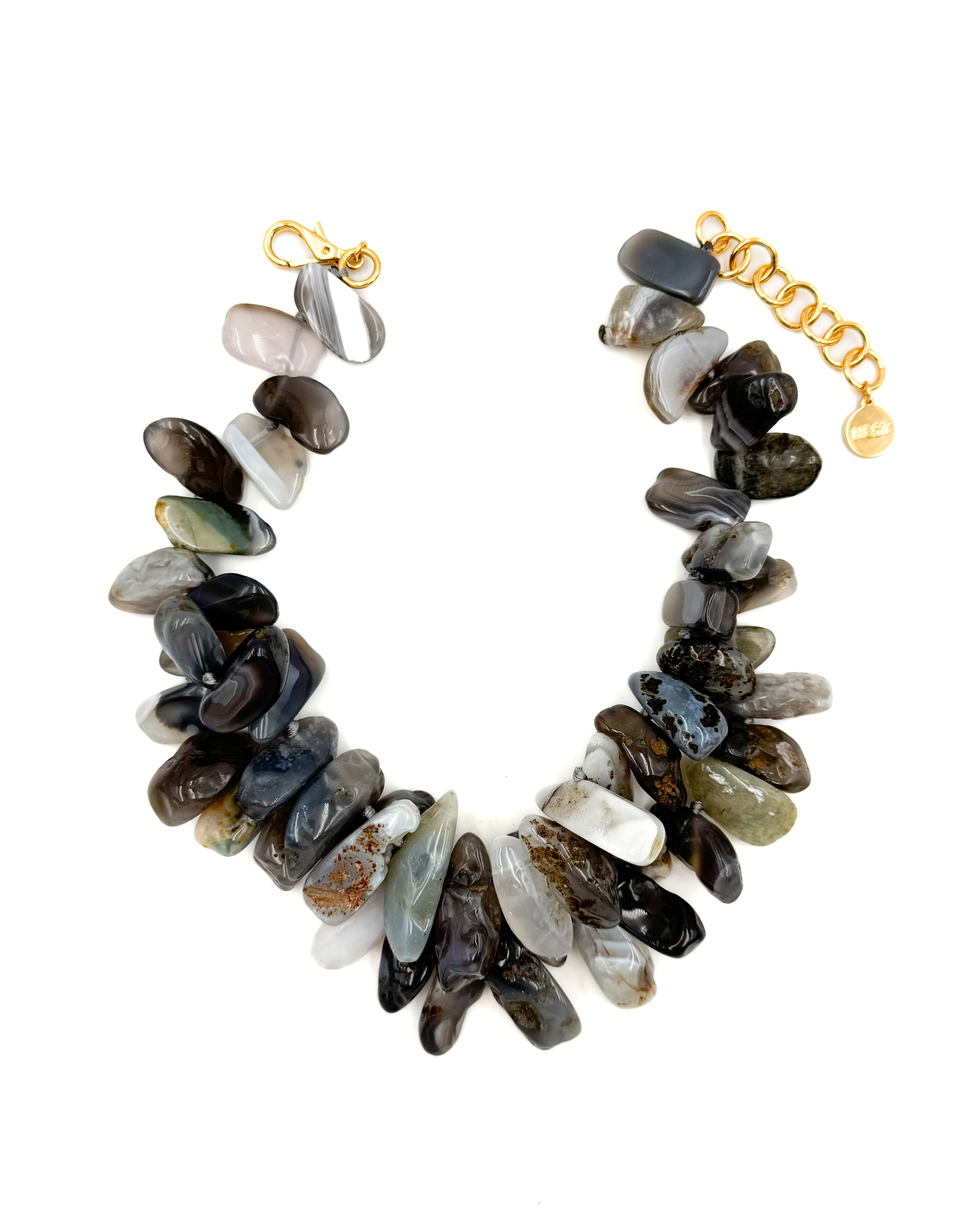 Gray Agate Cluster Necklace