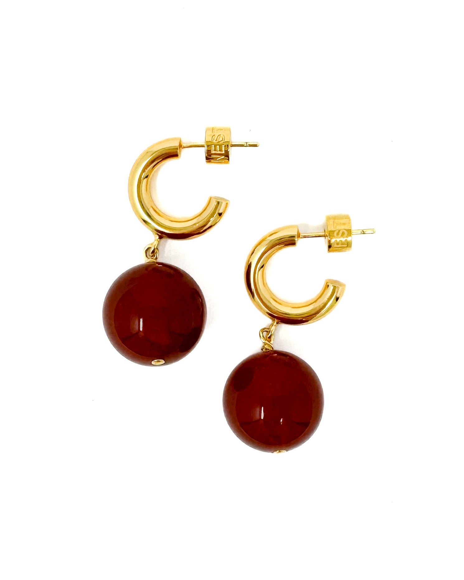 Carnelian Huggie Hoop Earrings