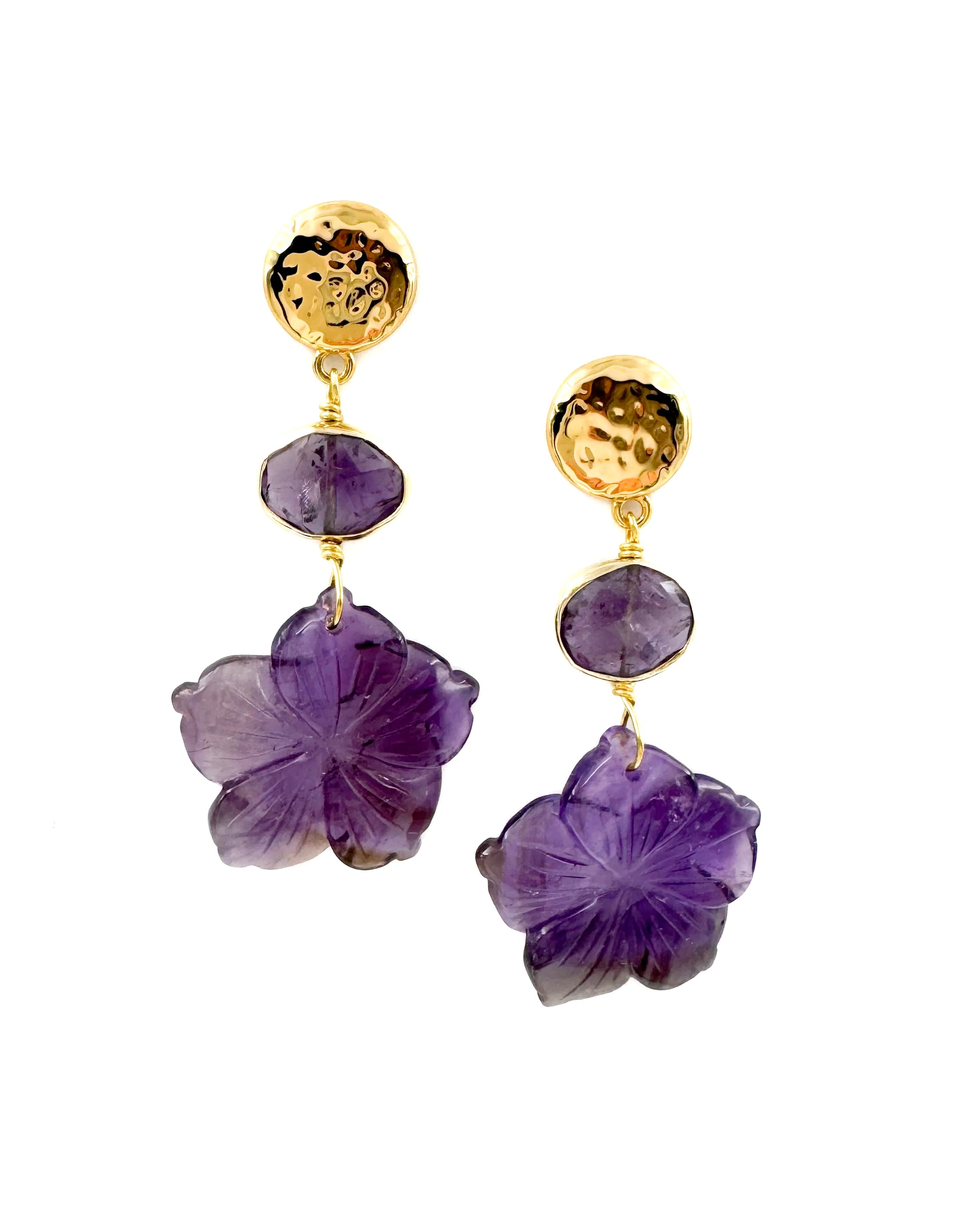 Amethyst Flower Drop Earrings