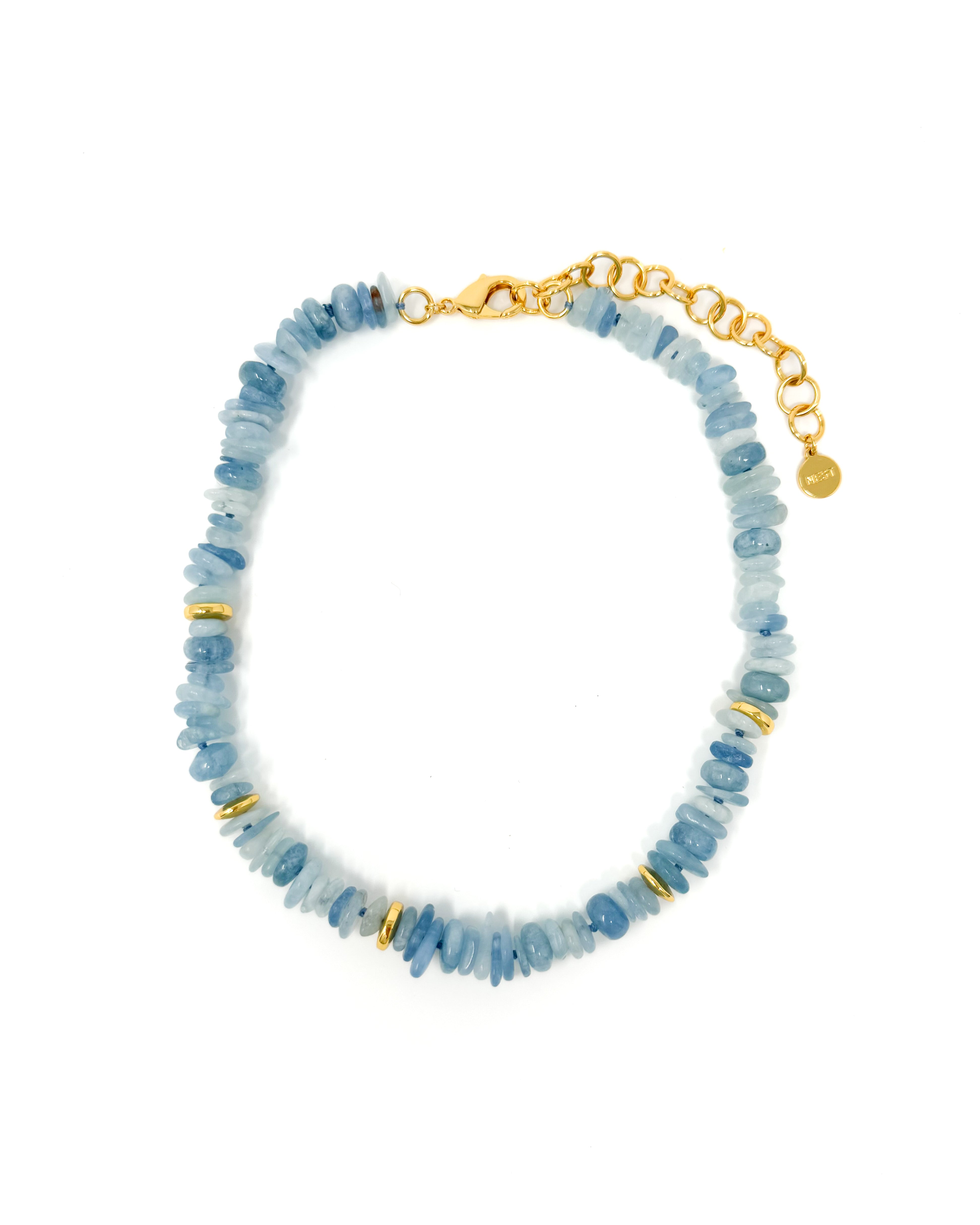 Aquamarine Gold Accent Strand Necklace