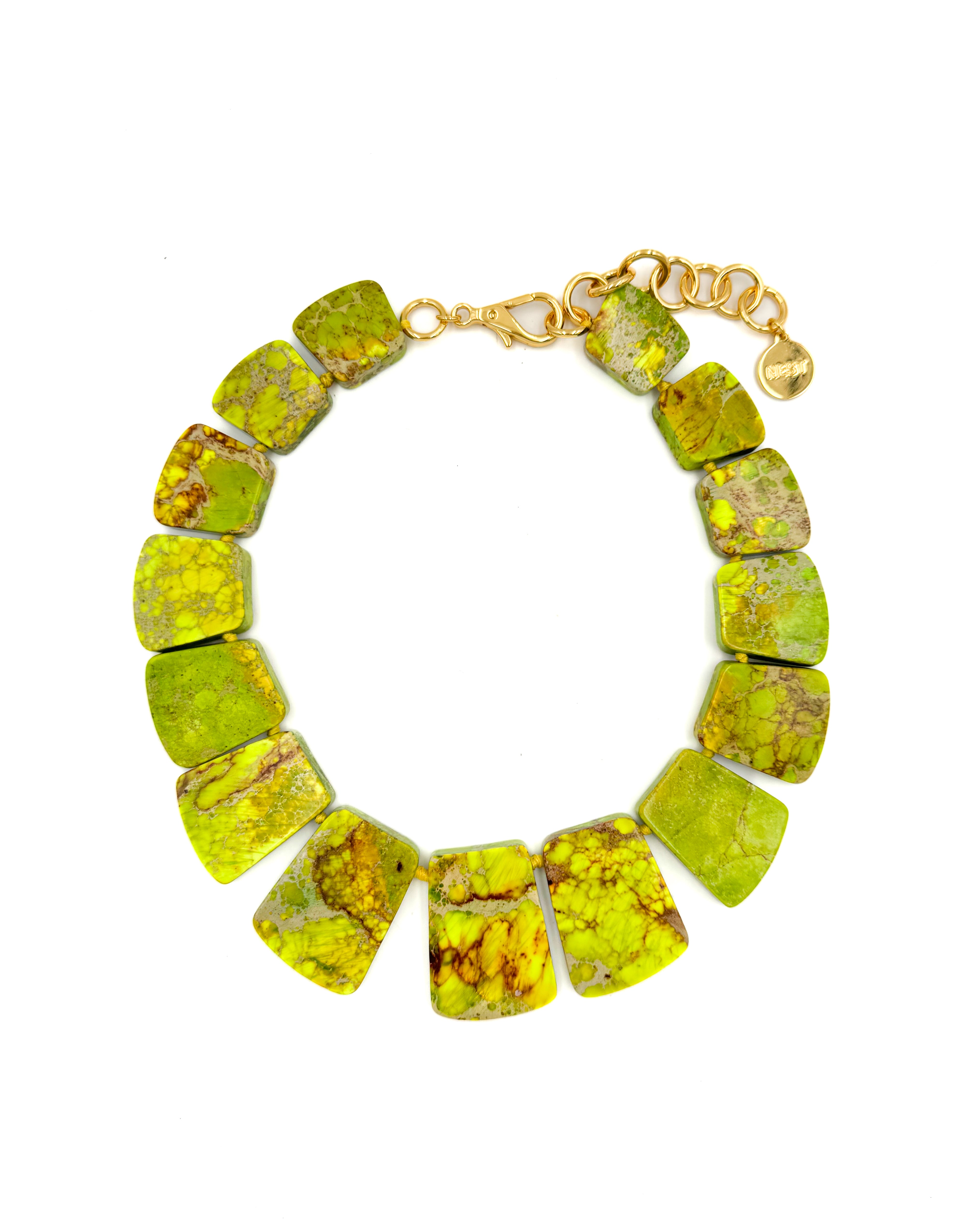 Lime Green Jasper Statement Collar Necklace