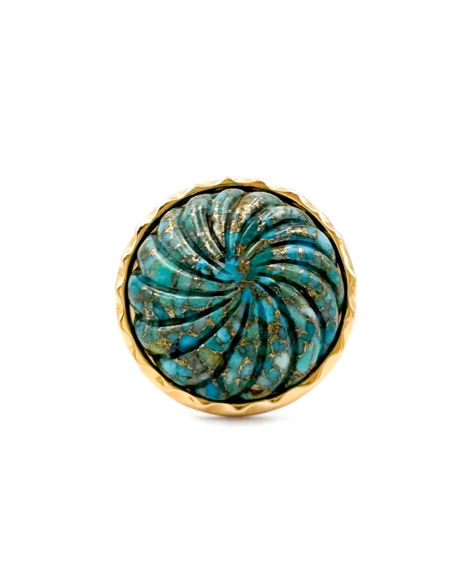 Carved Turquoise Adjustable Ring