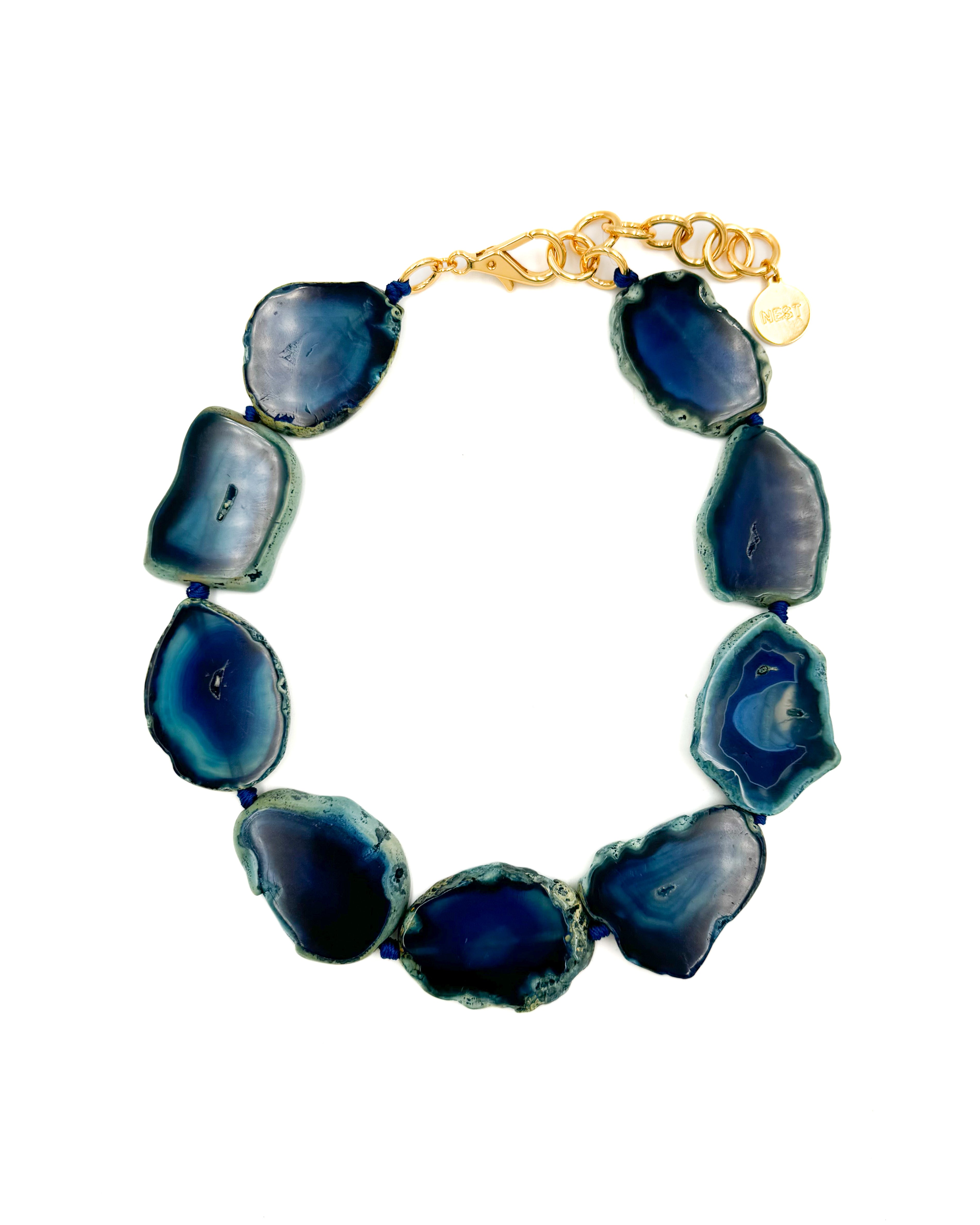 Blue Agate Slice Strand Necklace