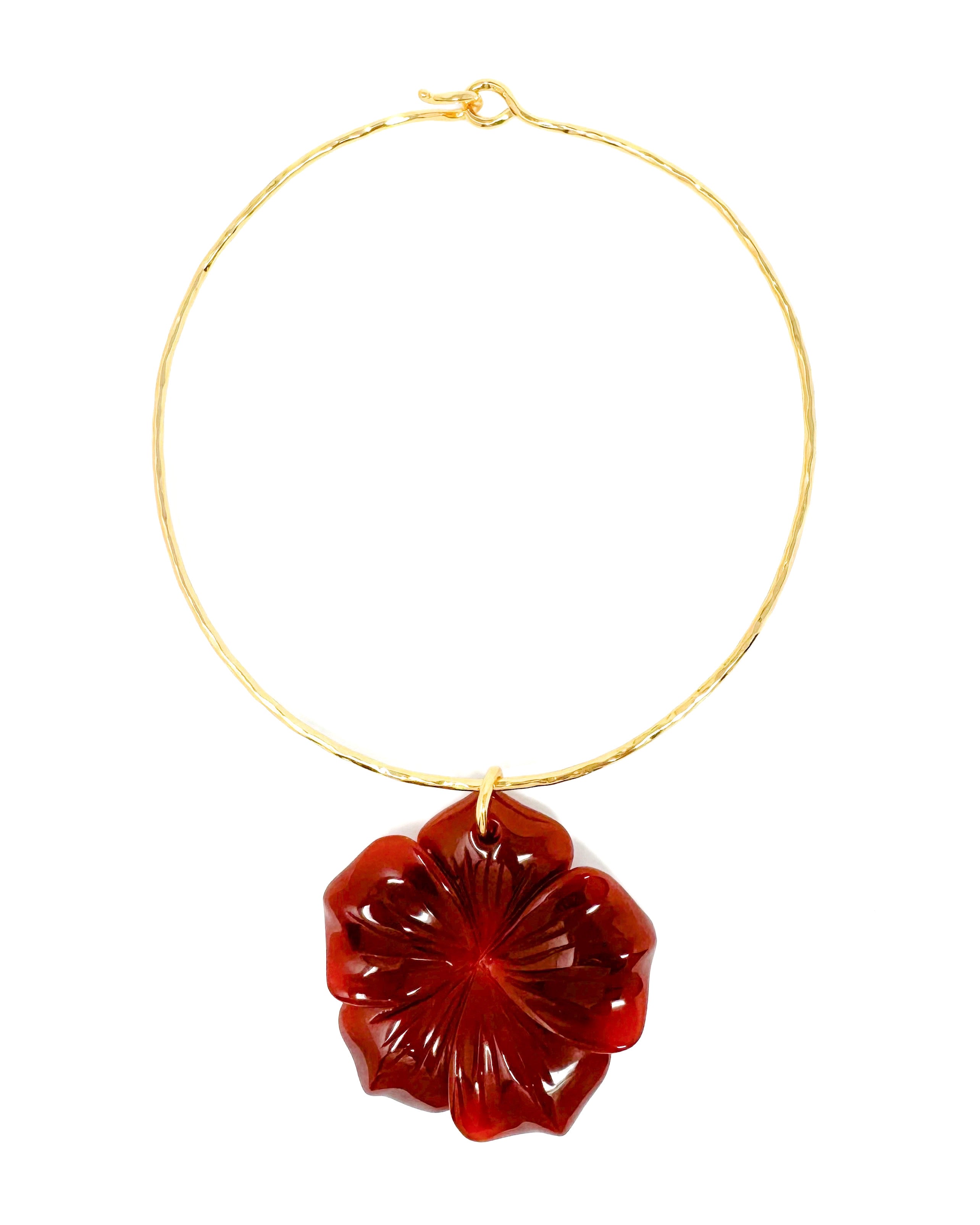 Carnelian Flower Hammered Collar