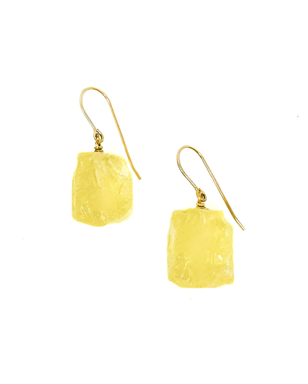 Yellow Quartz Nugget Drop Earrings