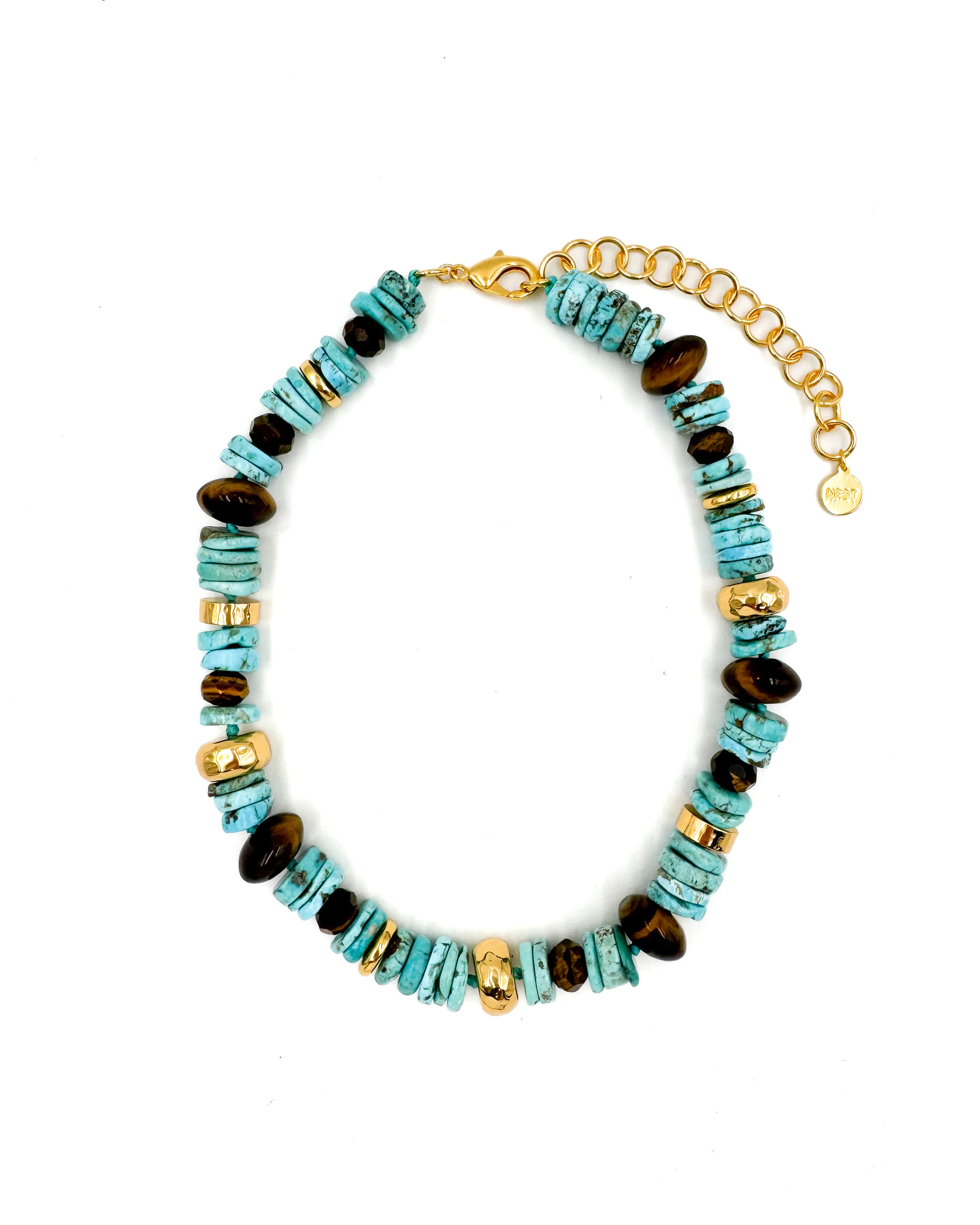 Turquoise Gemstone Strand with Tigers Eye