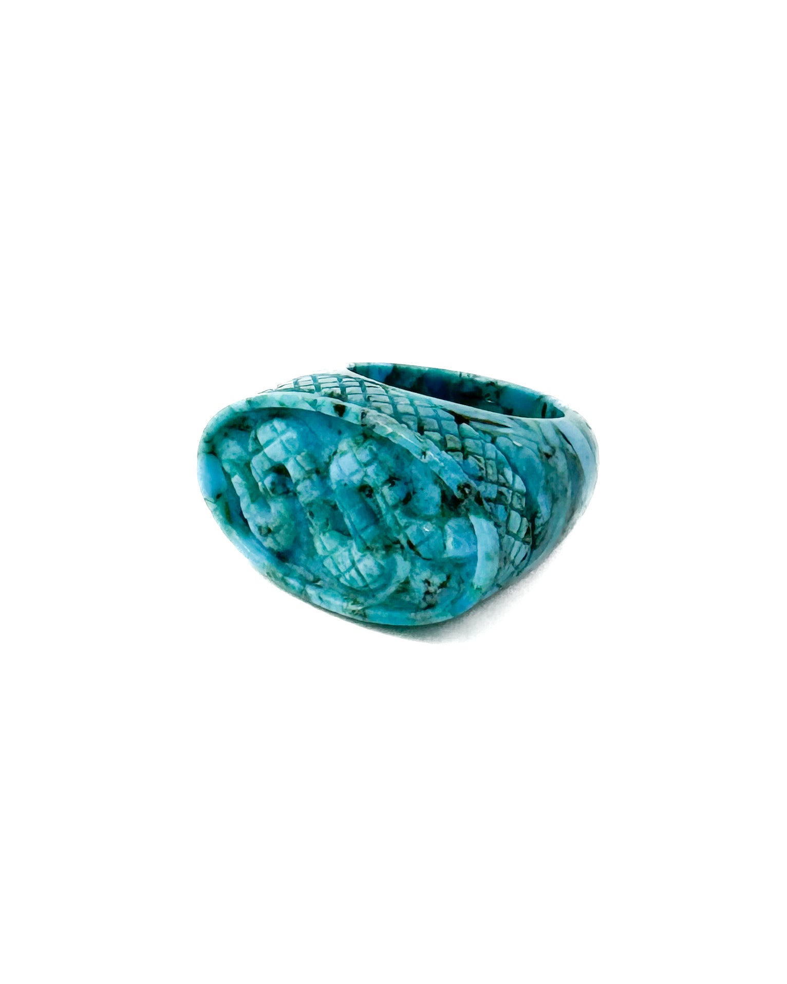 Carved Snake Turquoise Statement Ring