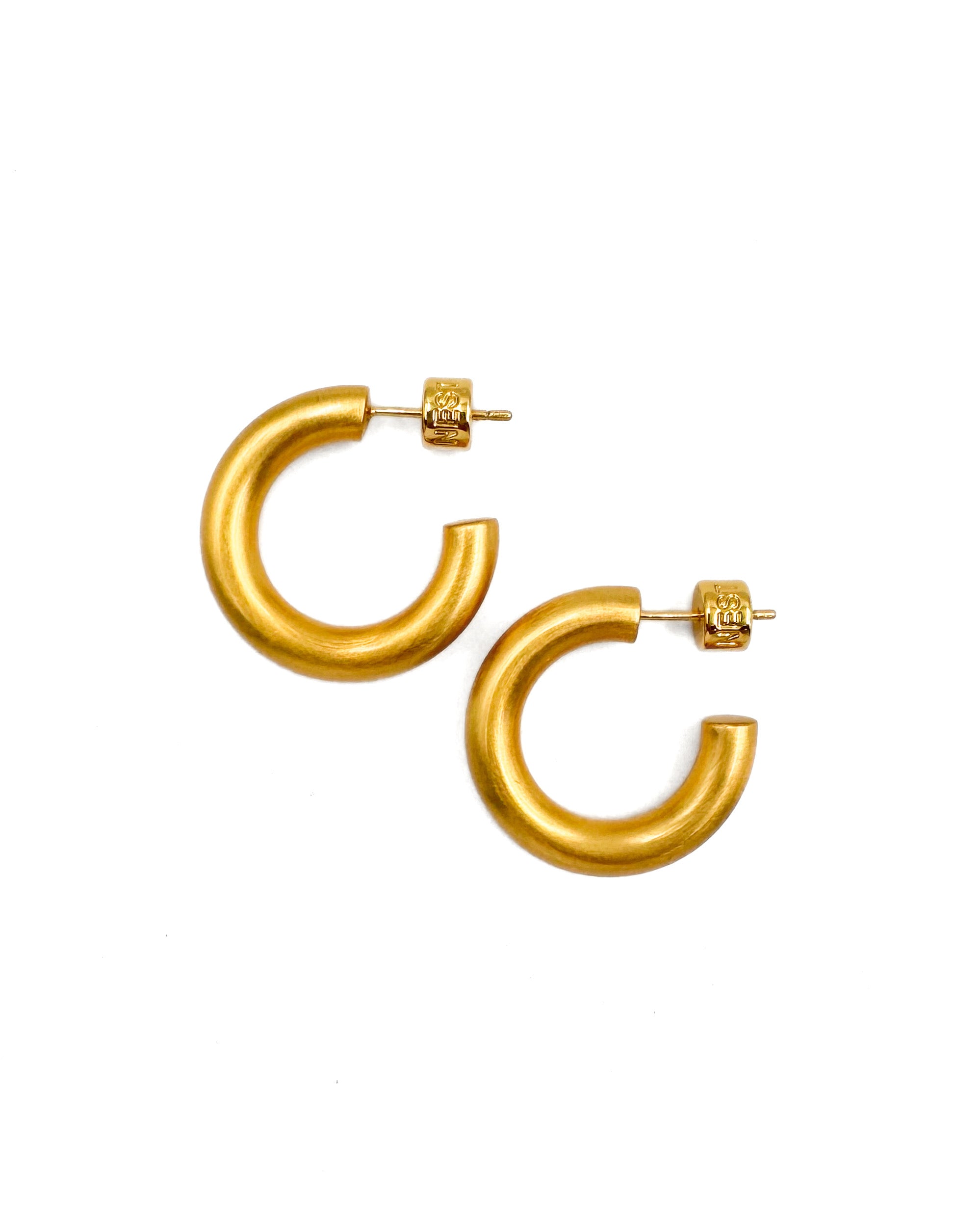 Brushed Gold Huggie Hoop Earrings