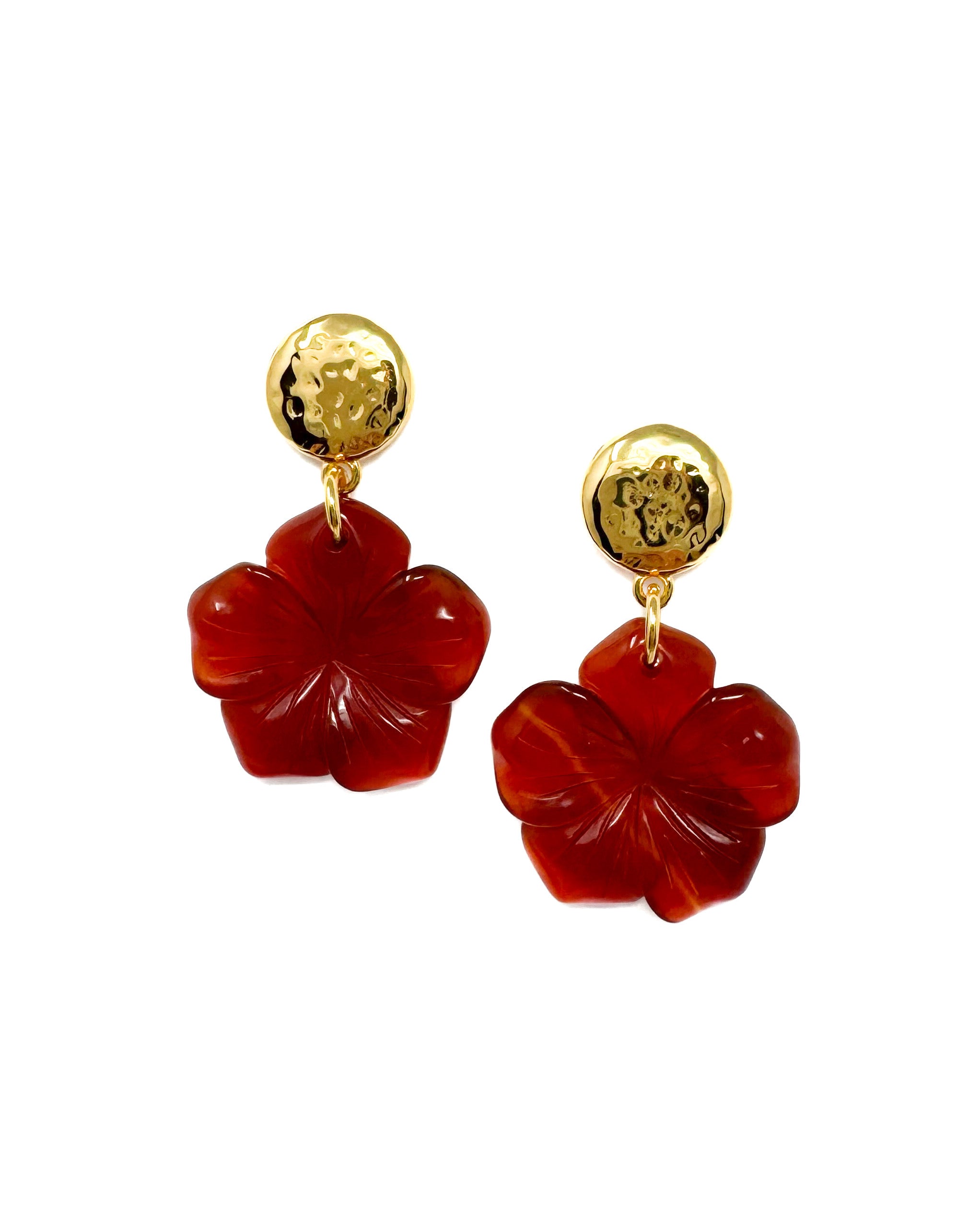 Carnelian Flower Drop Earrings