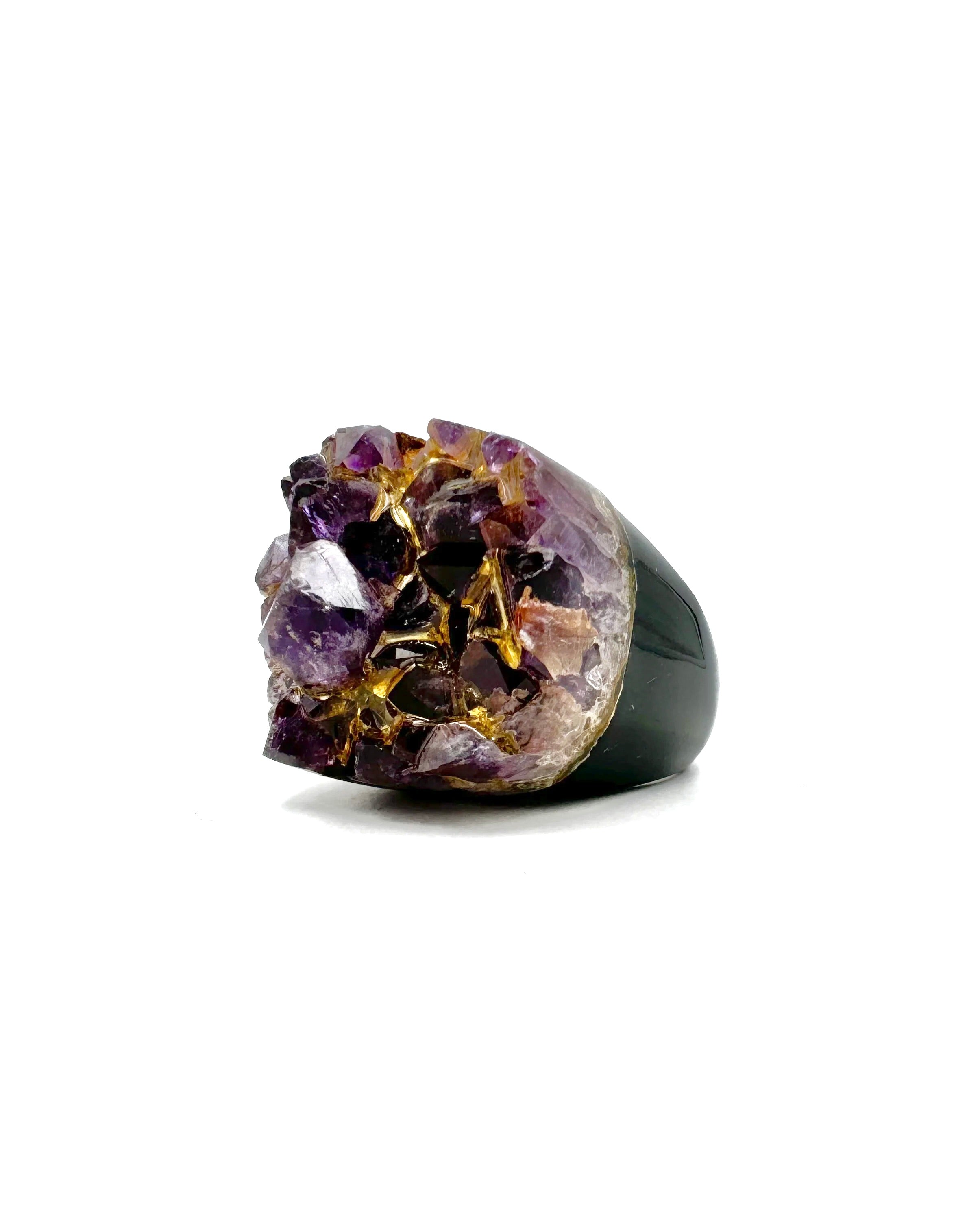 Amethyst Druzy Stone Statement RIng