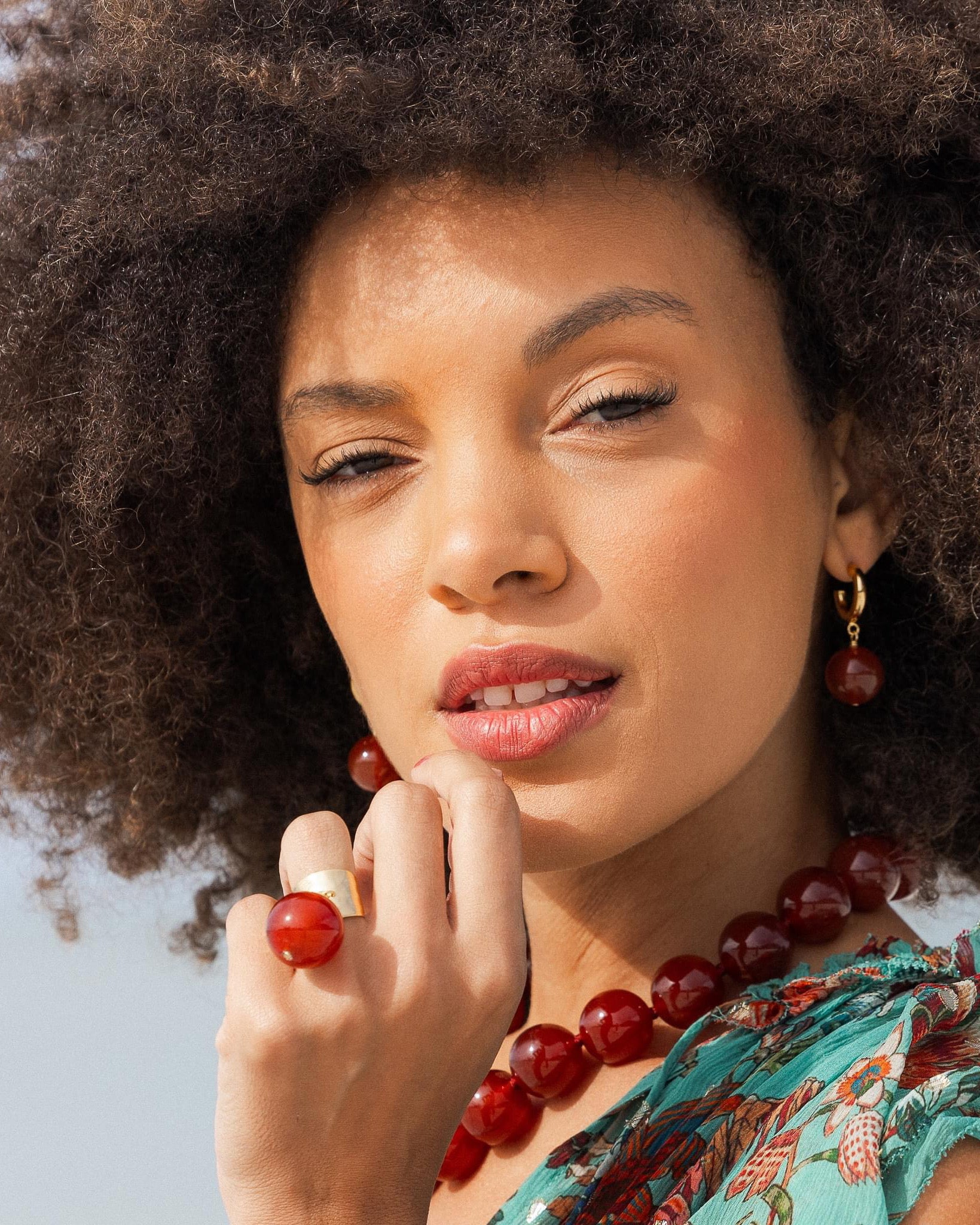 Carnelian Huggie Hoop Earrings