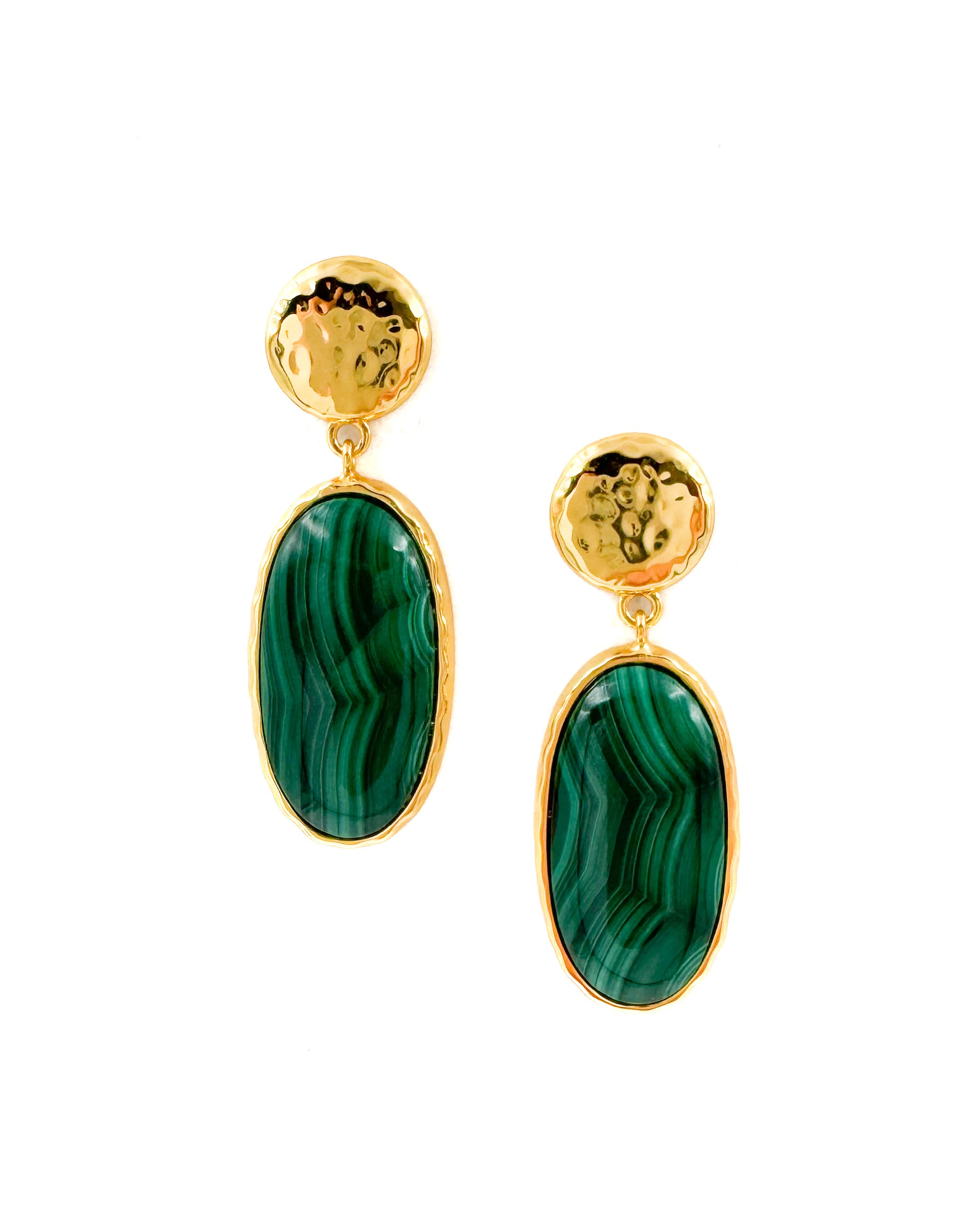 Malachite Oval Drop Earrings