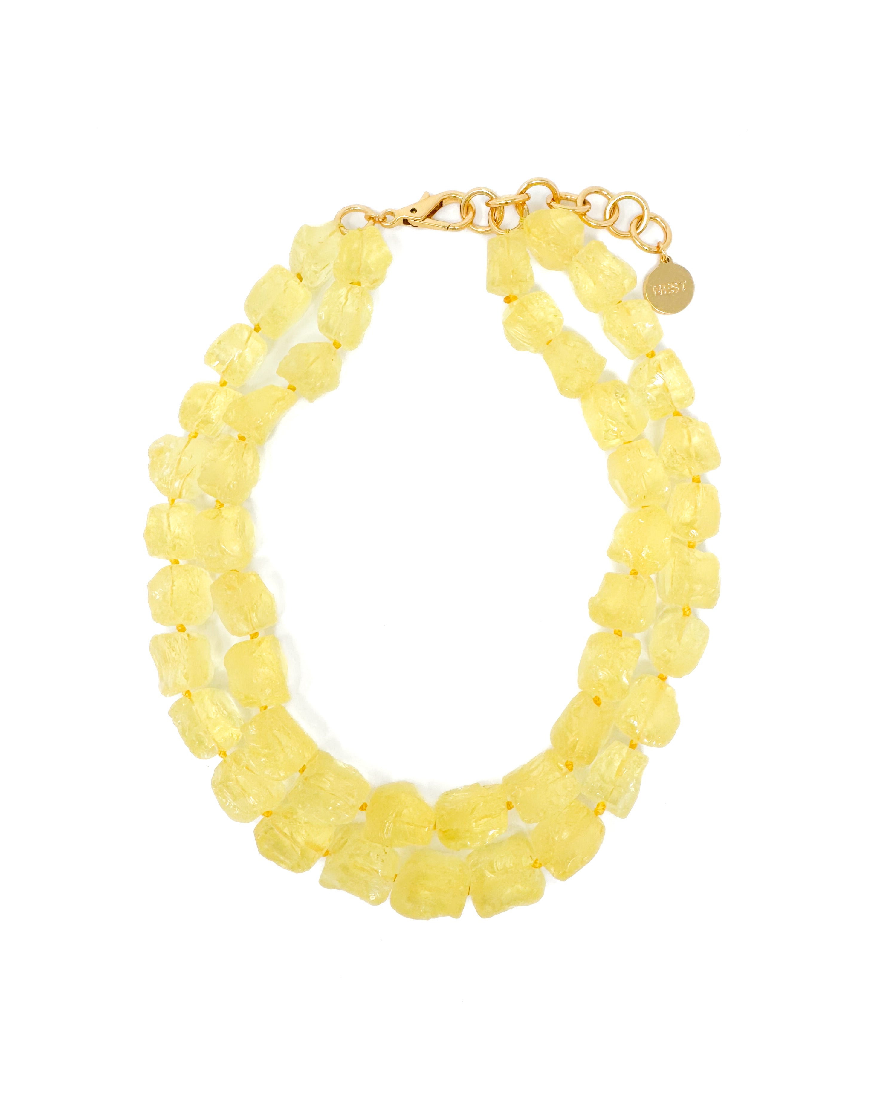 Yellow Quartz Nugget Double Strand Necklace