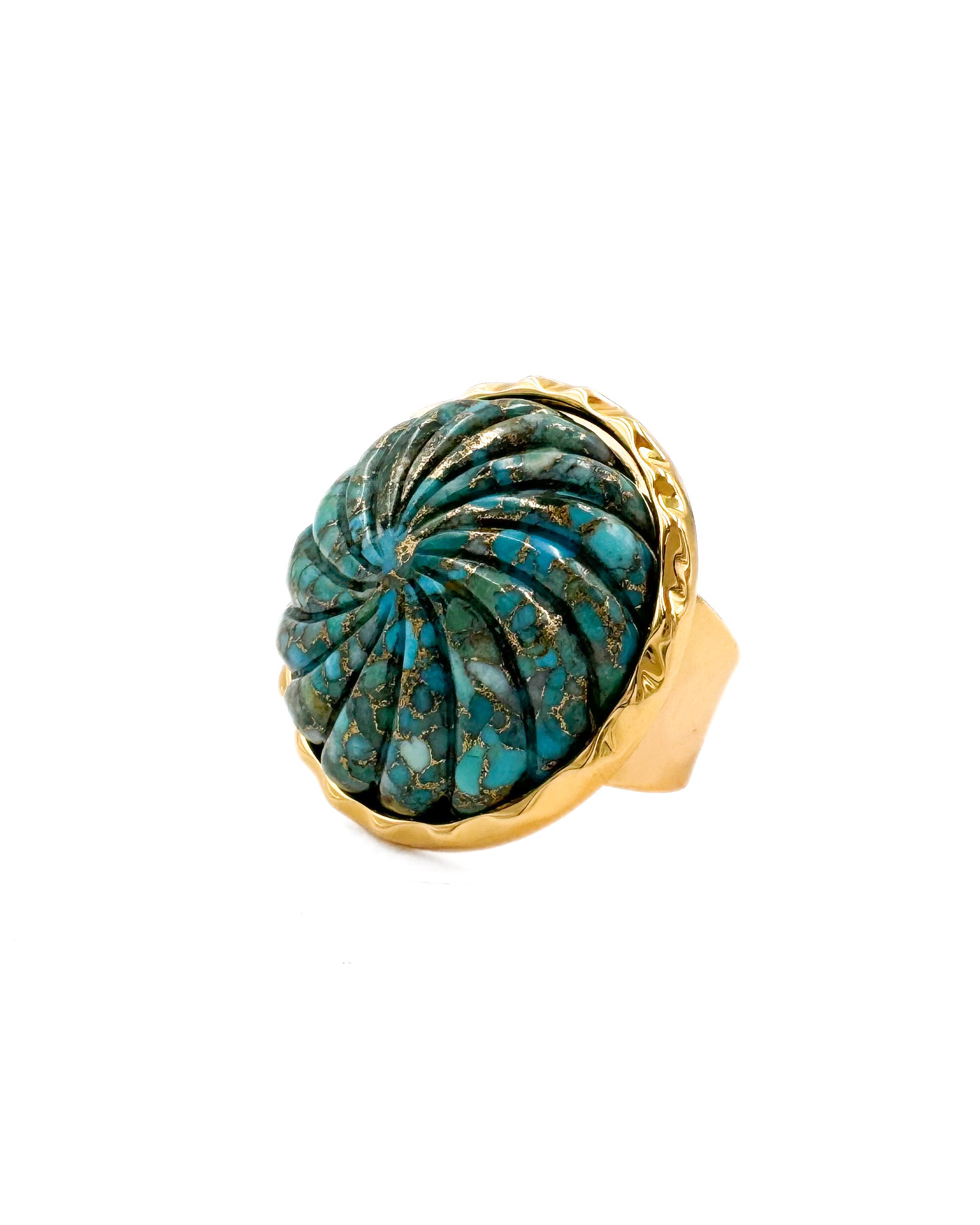 Carved Turquoise Adjustable Ring