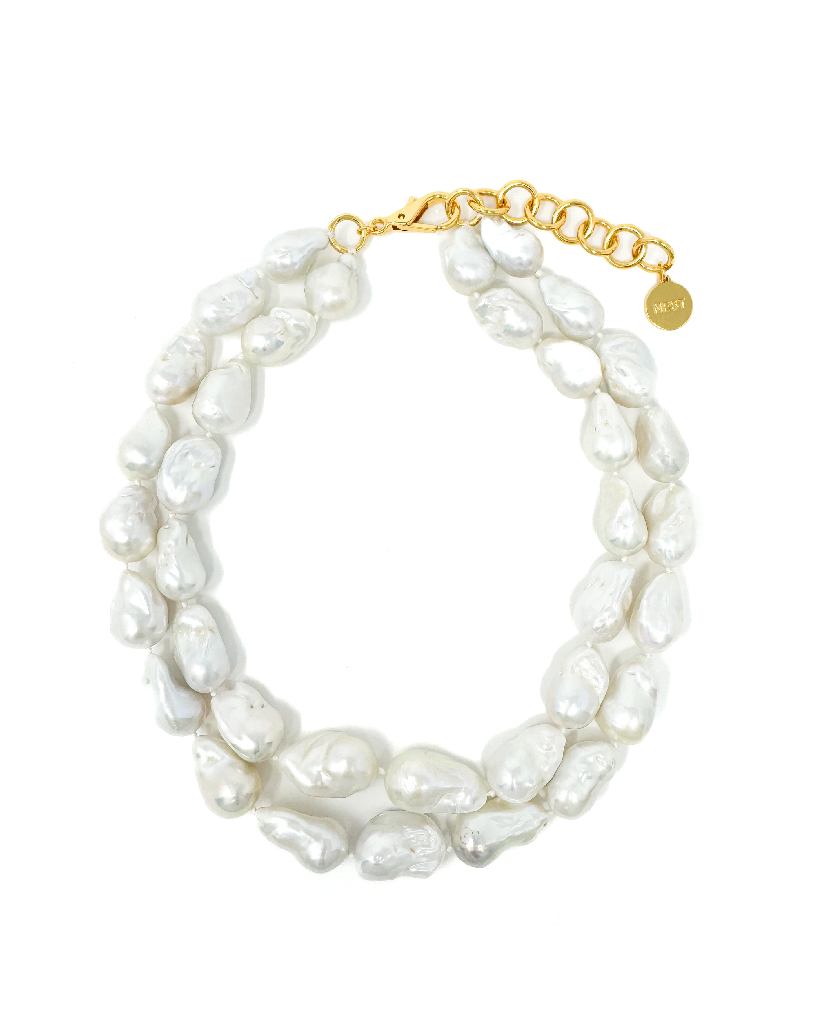 Baroque Pearl Double Strand Statement Necklace