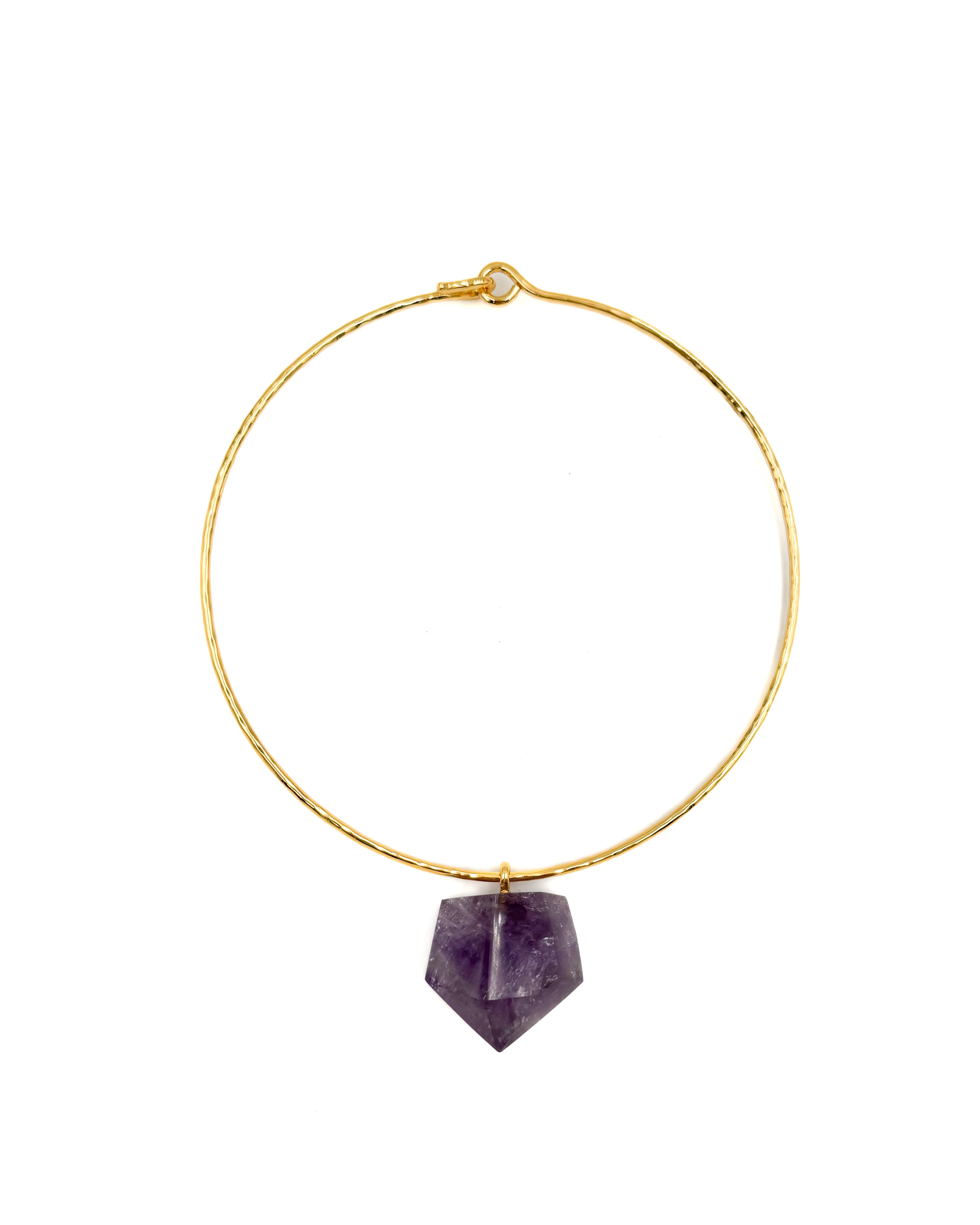 Amethyst Gemstone Gold Collar Necklace