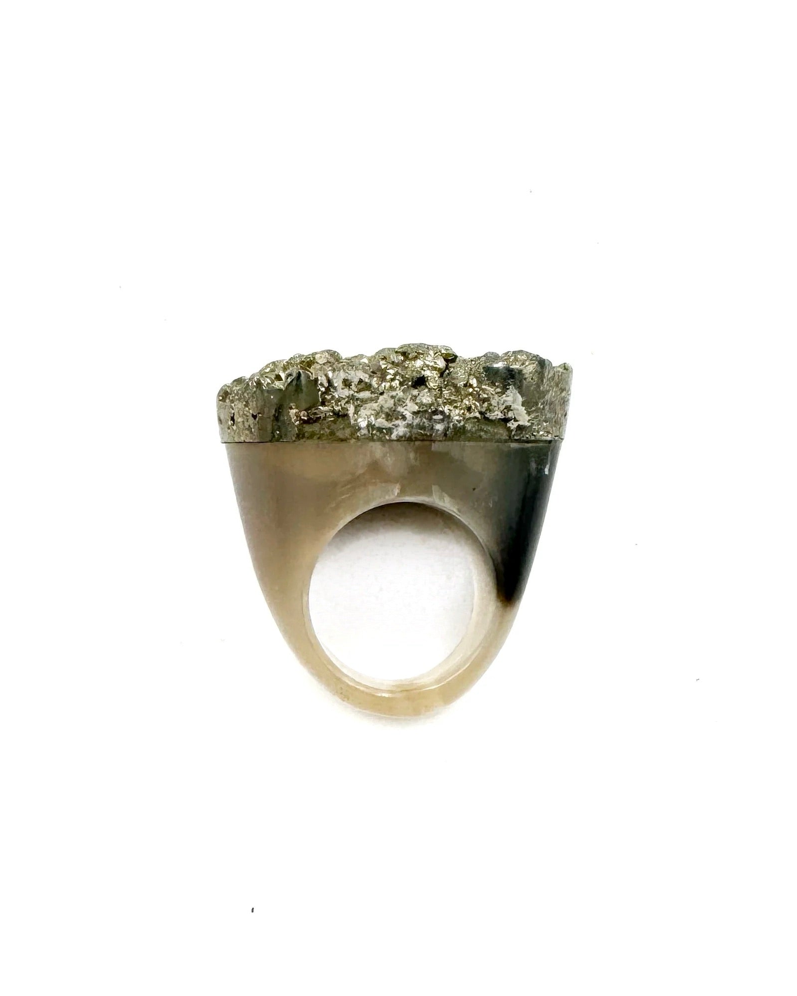 Druzy Pyrite & Blonde Horn Statement Ring