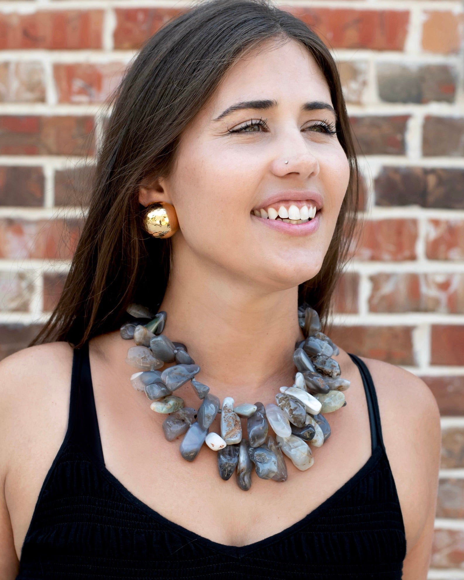 Gray Agate Cluster Necklace