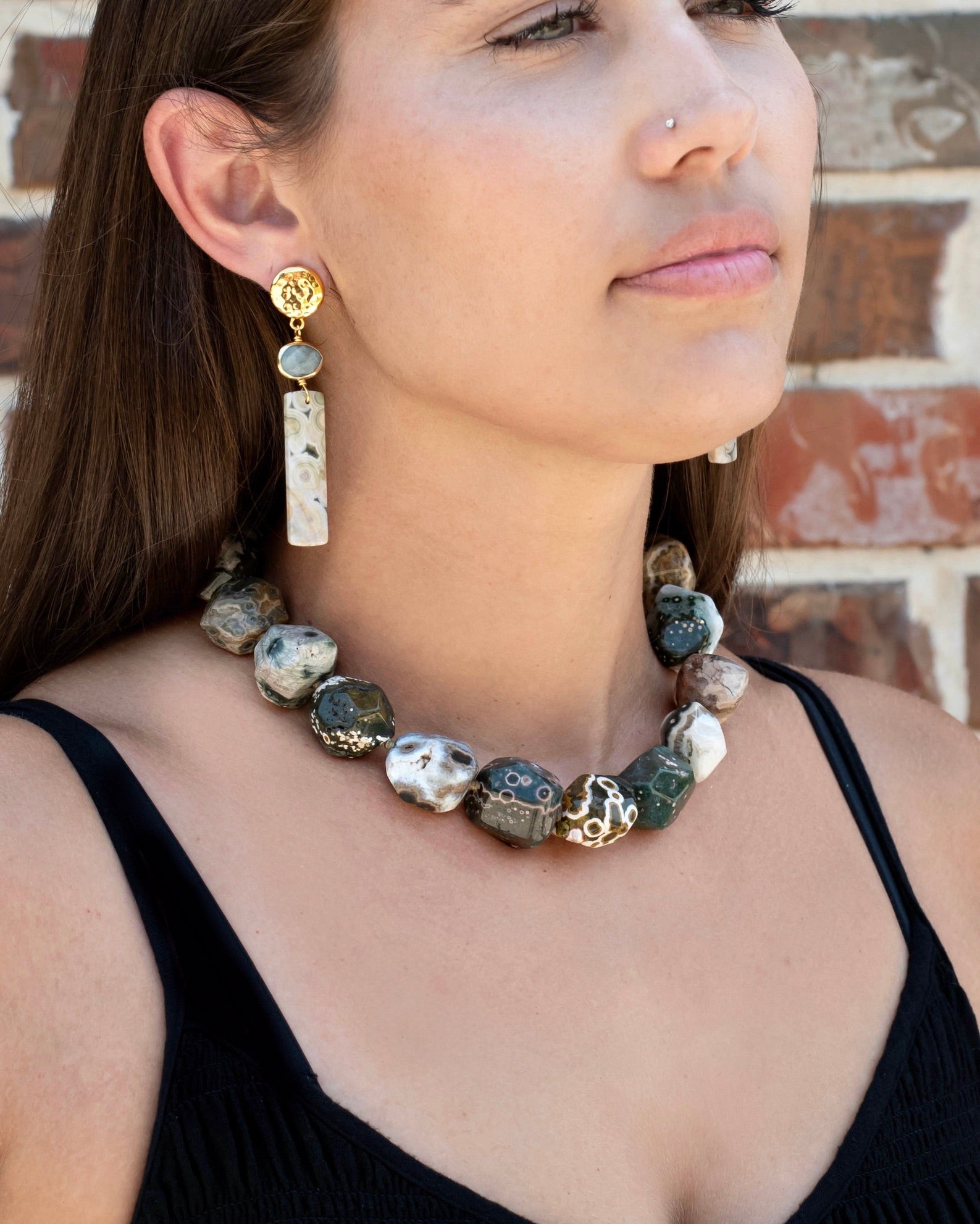 Indian Agate Toggle Statement Necklace