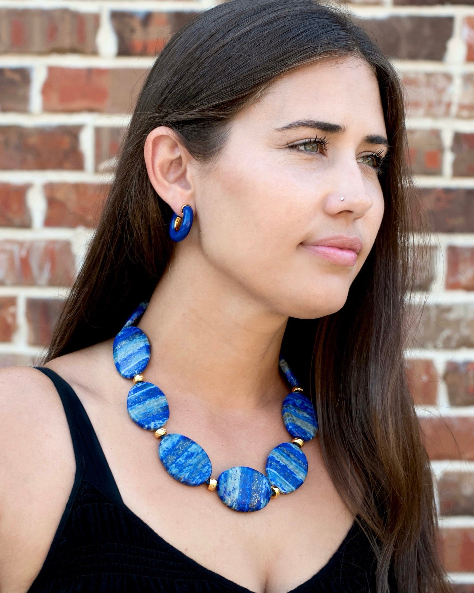 Lapis w/ Gold Accent Statement Necklace