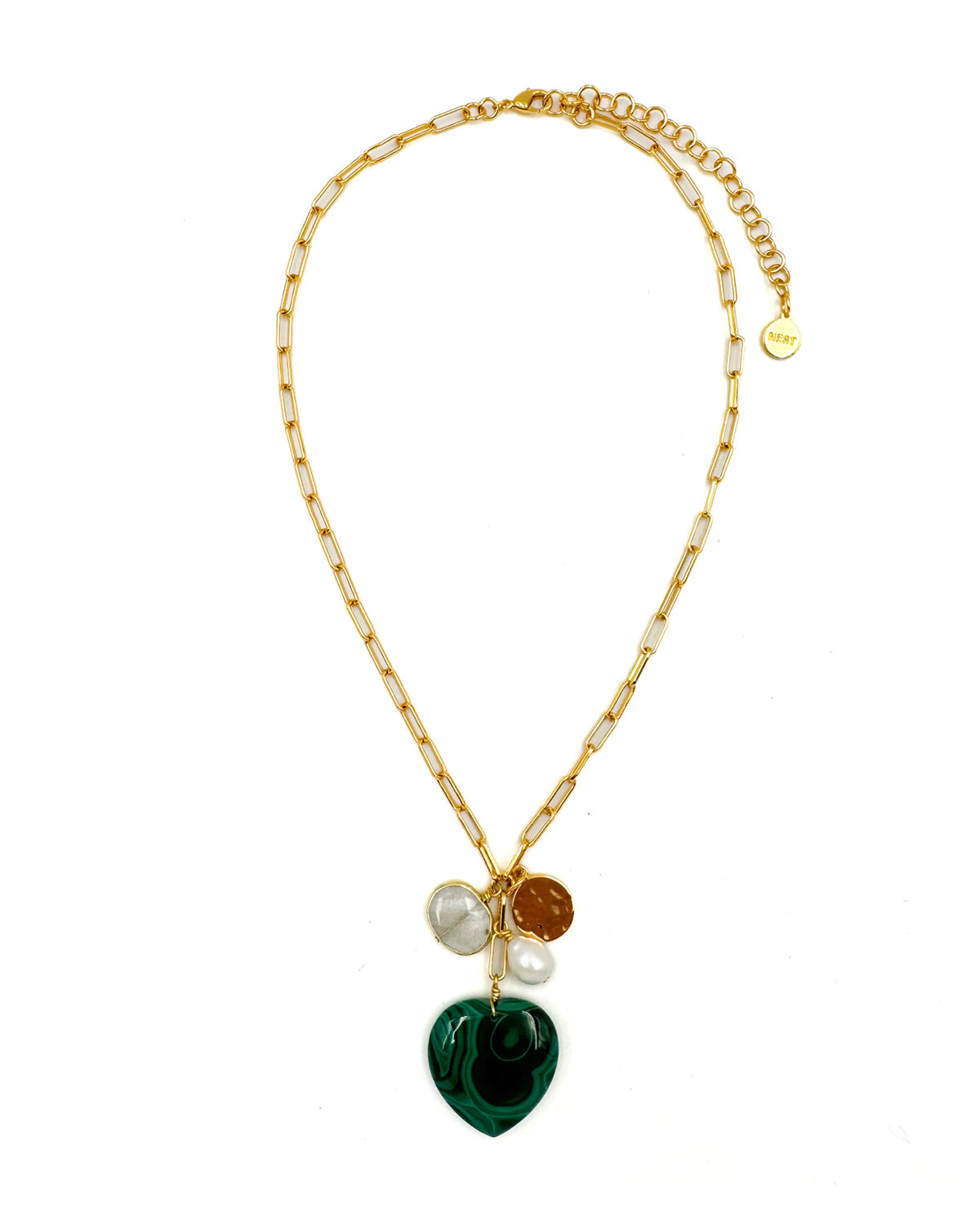 Malachite Heart Charm Necklace