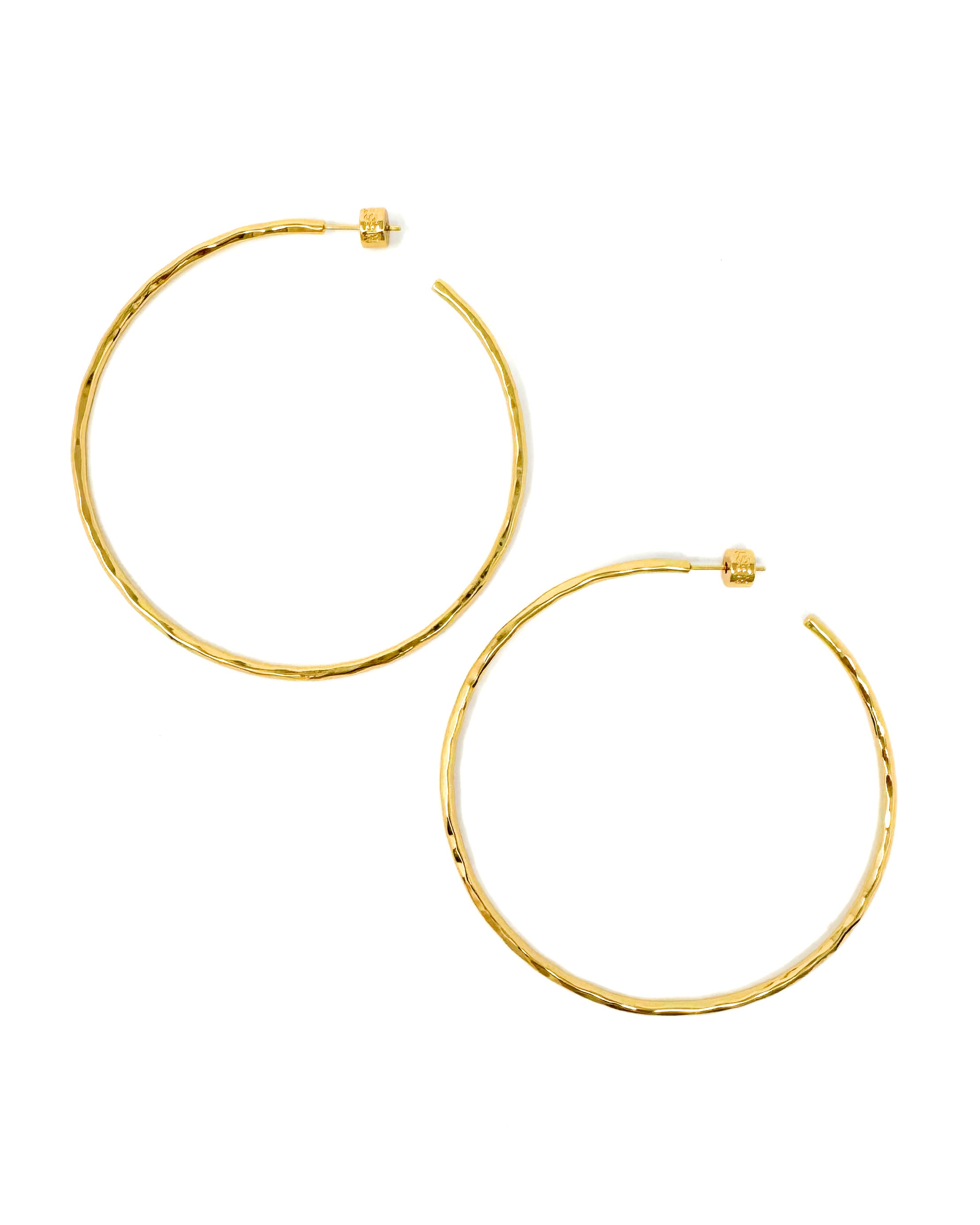 XL Hammered Gold Skinny Hoops