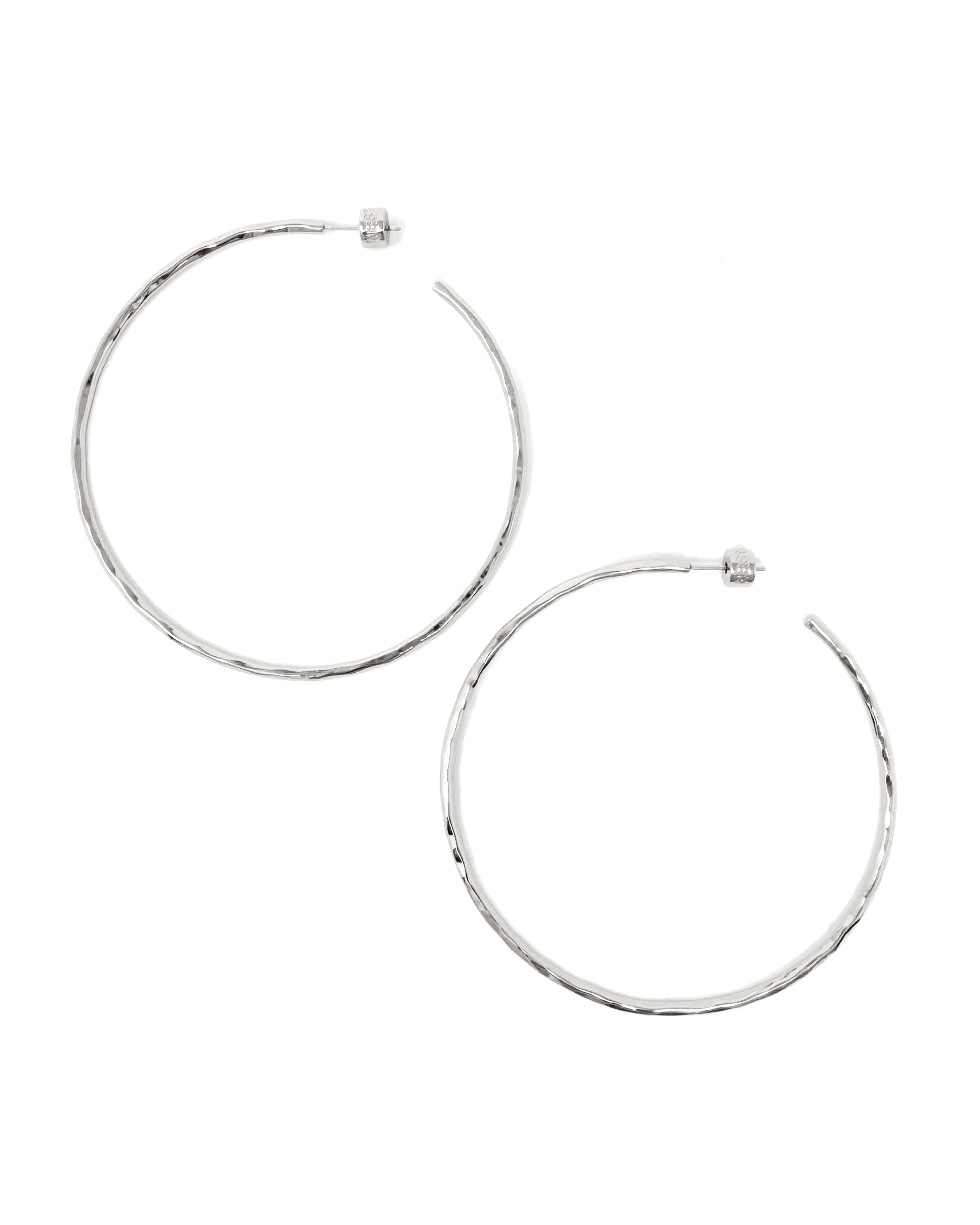 XL Hammered Silver Hoop Earrings