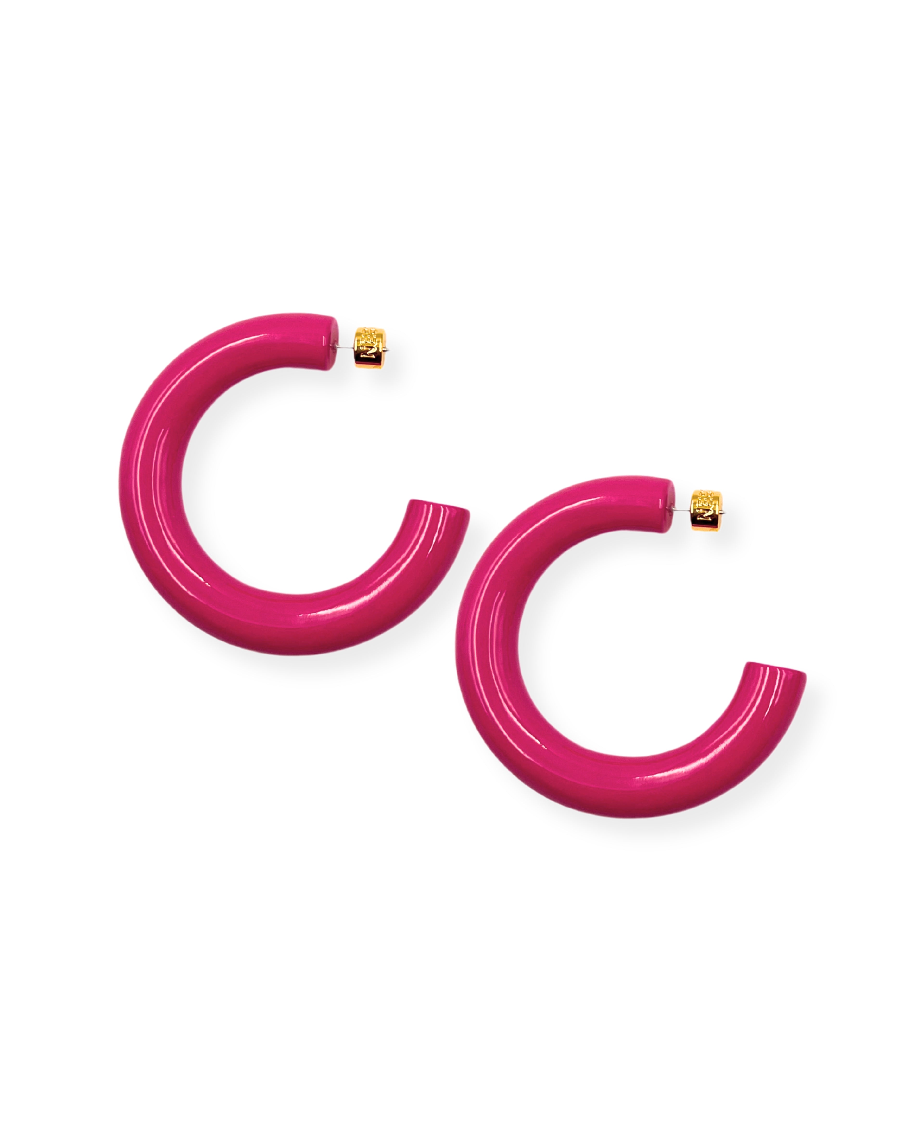 Pink Enamel Chunky Hoops