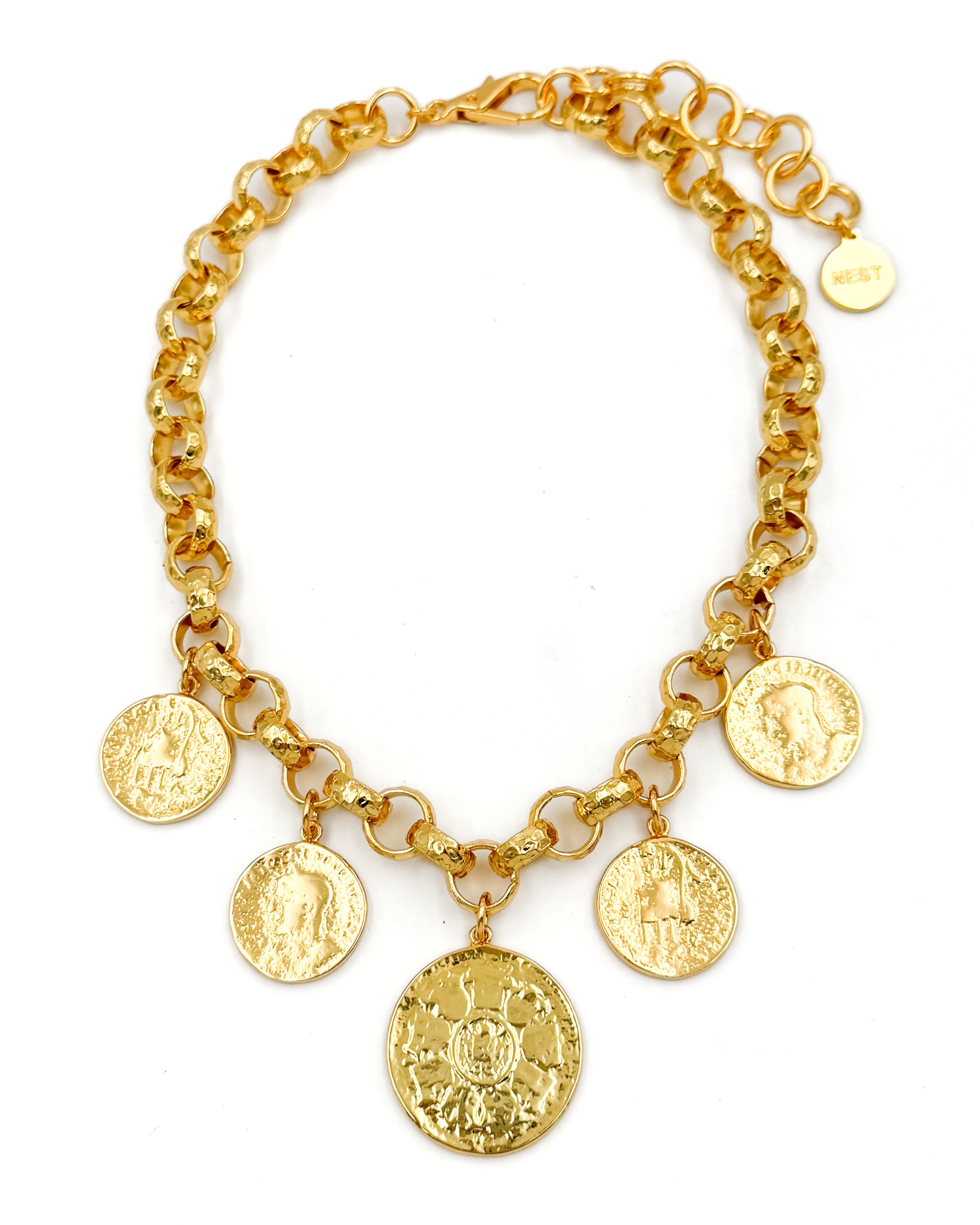 Coin Drop Rolo Chain Necklace