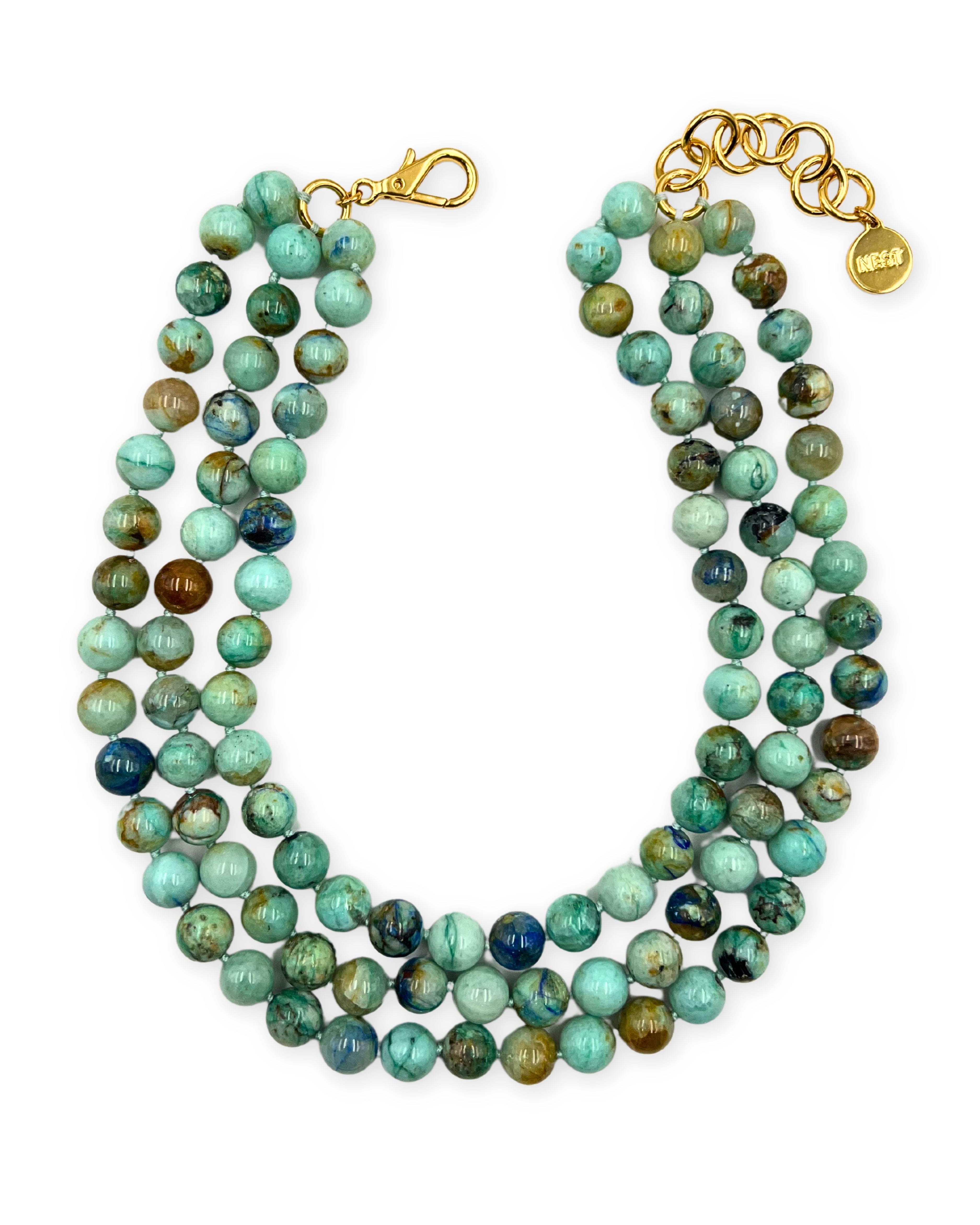 Chrysoprase Triple Strand Necklace