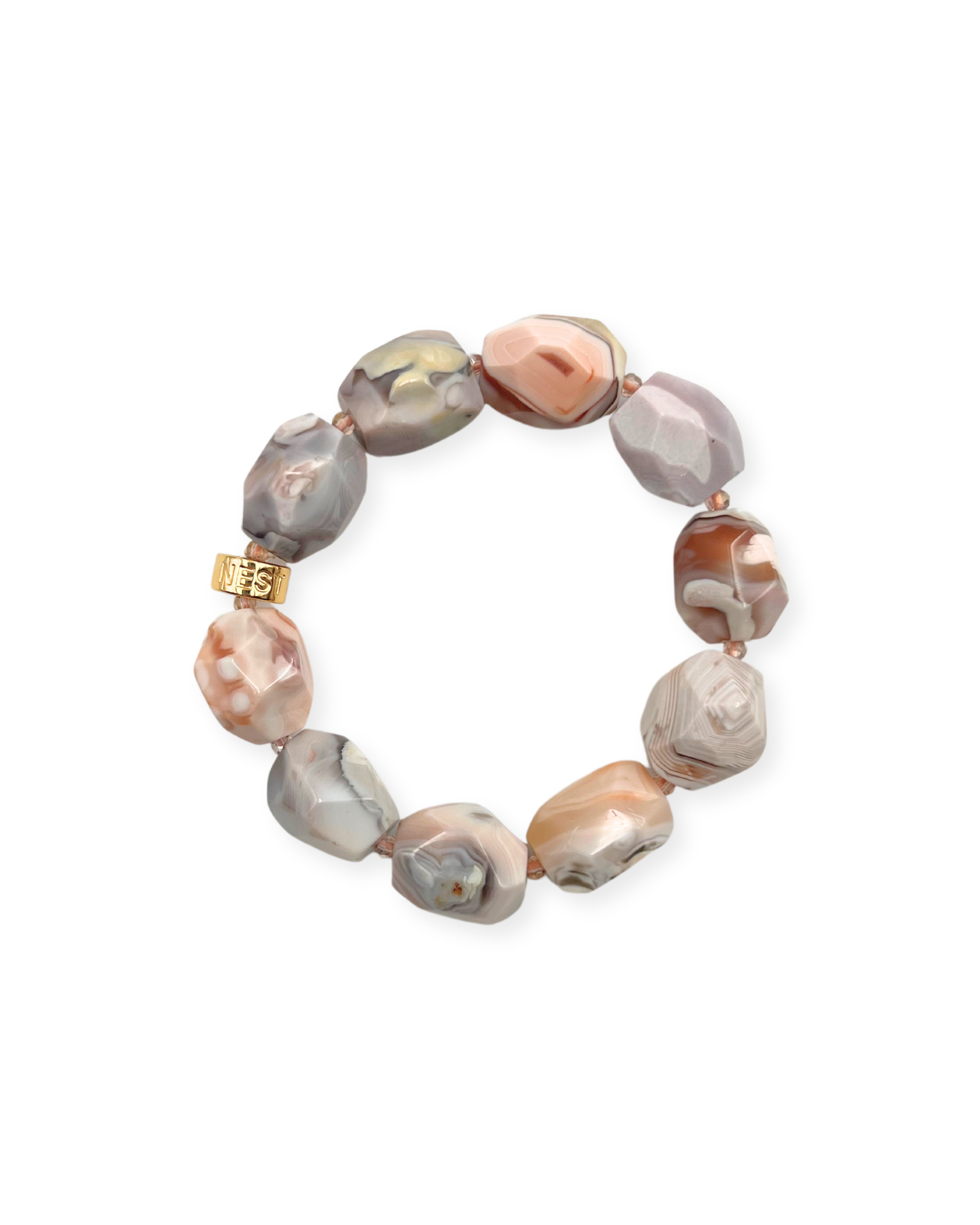 Peach Botswana Agate Stretch Bracelet