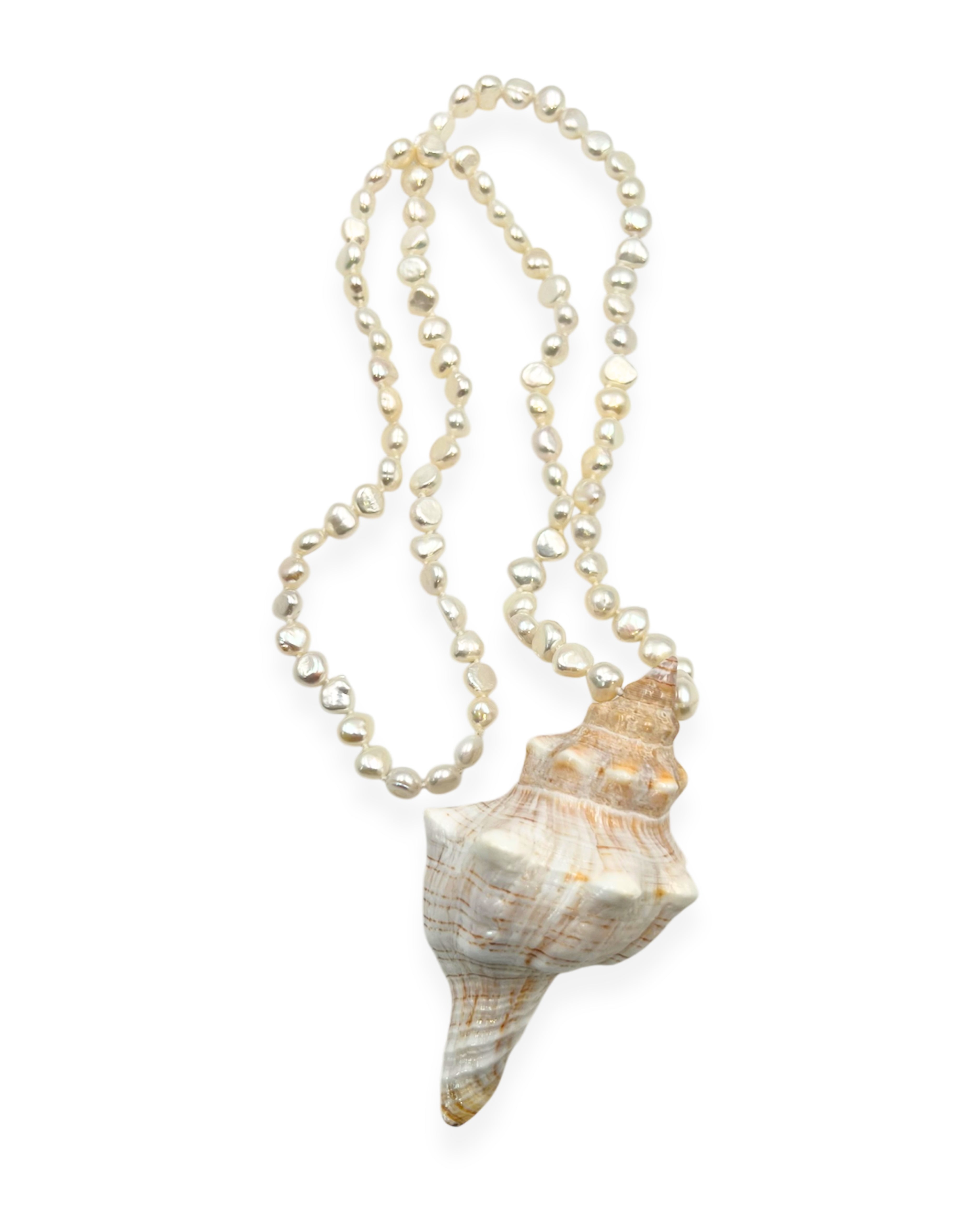 Baroque Pearl and Shell Long Necklace