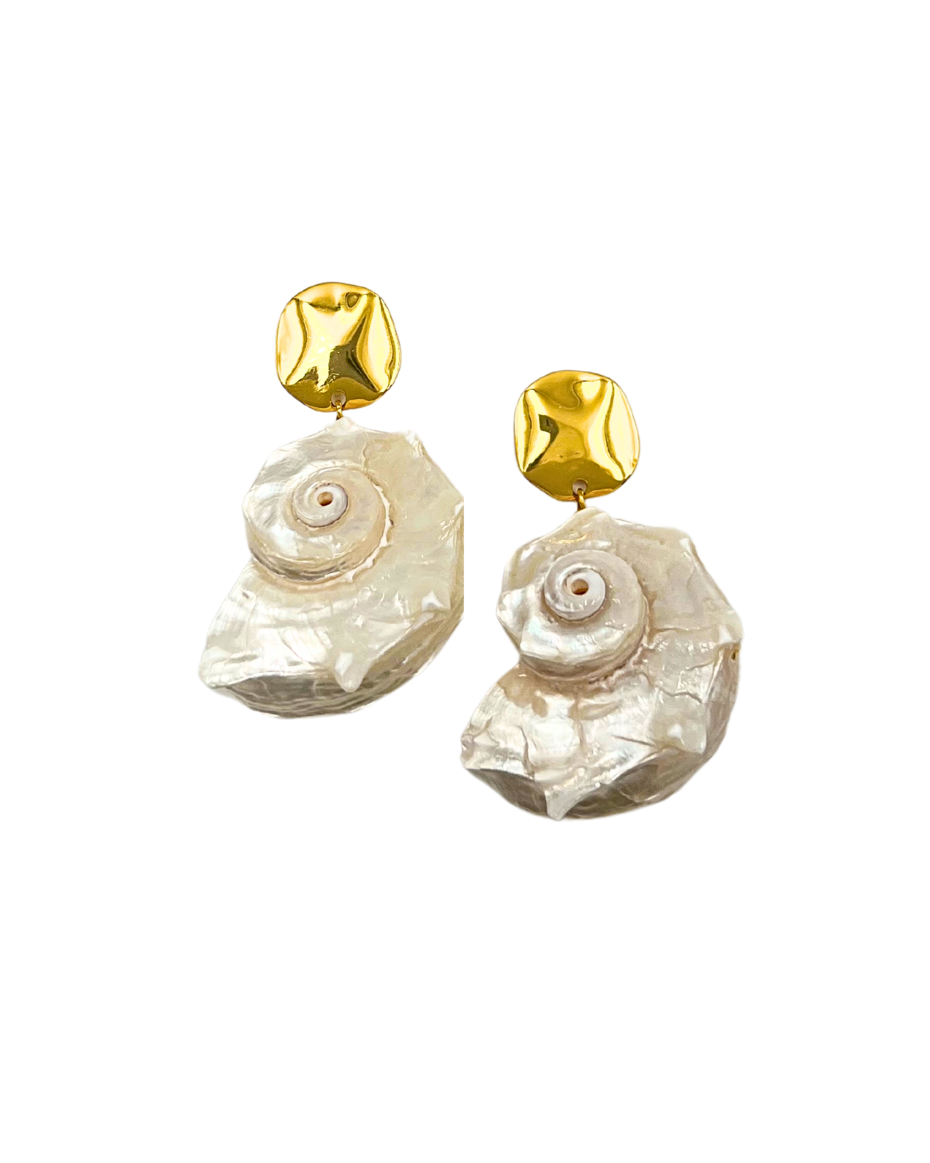 White Seashell Drop Earrings