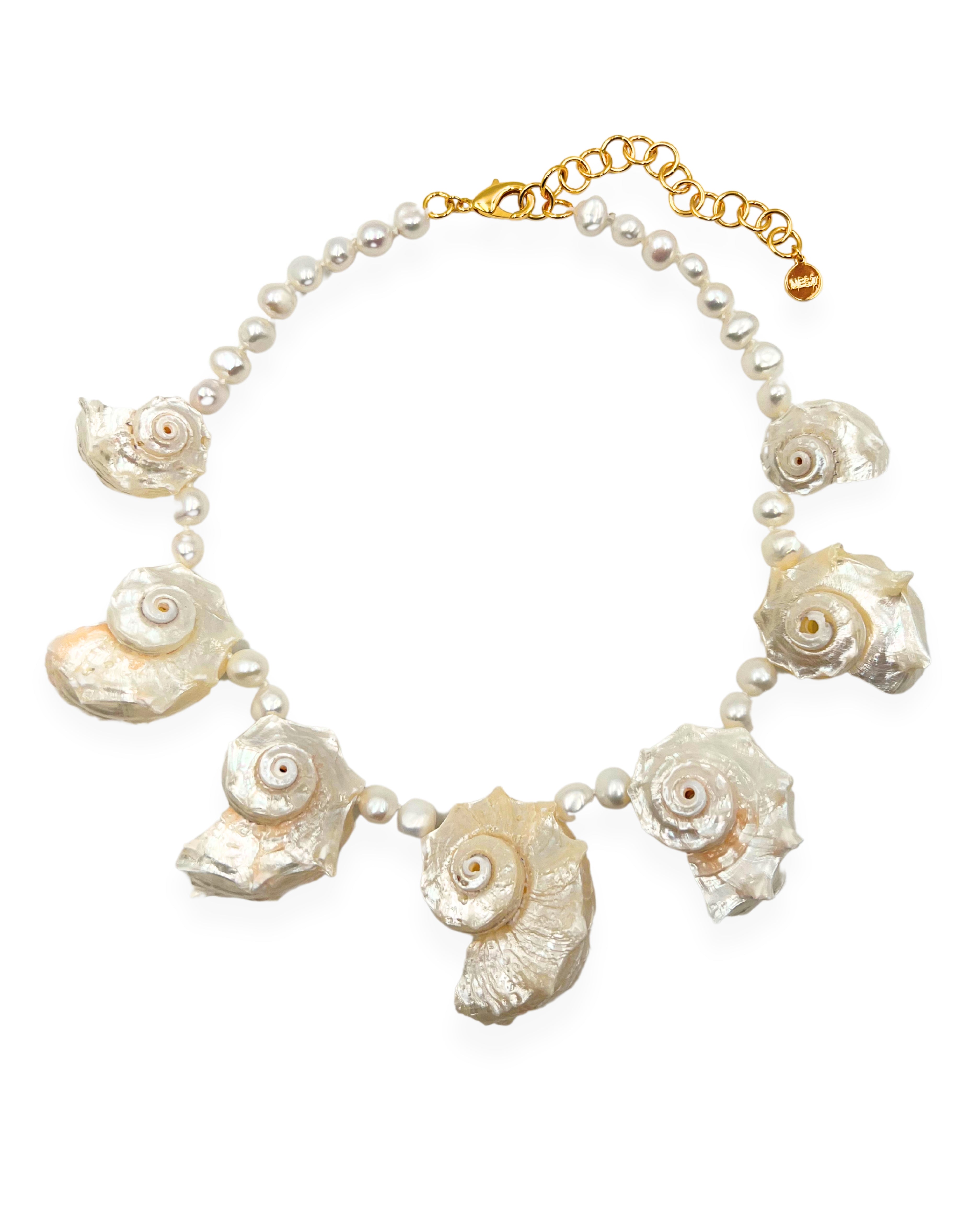 White Seashell Statement Necklace