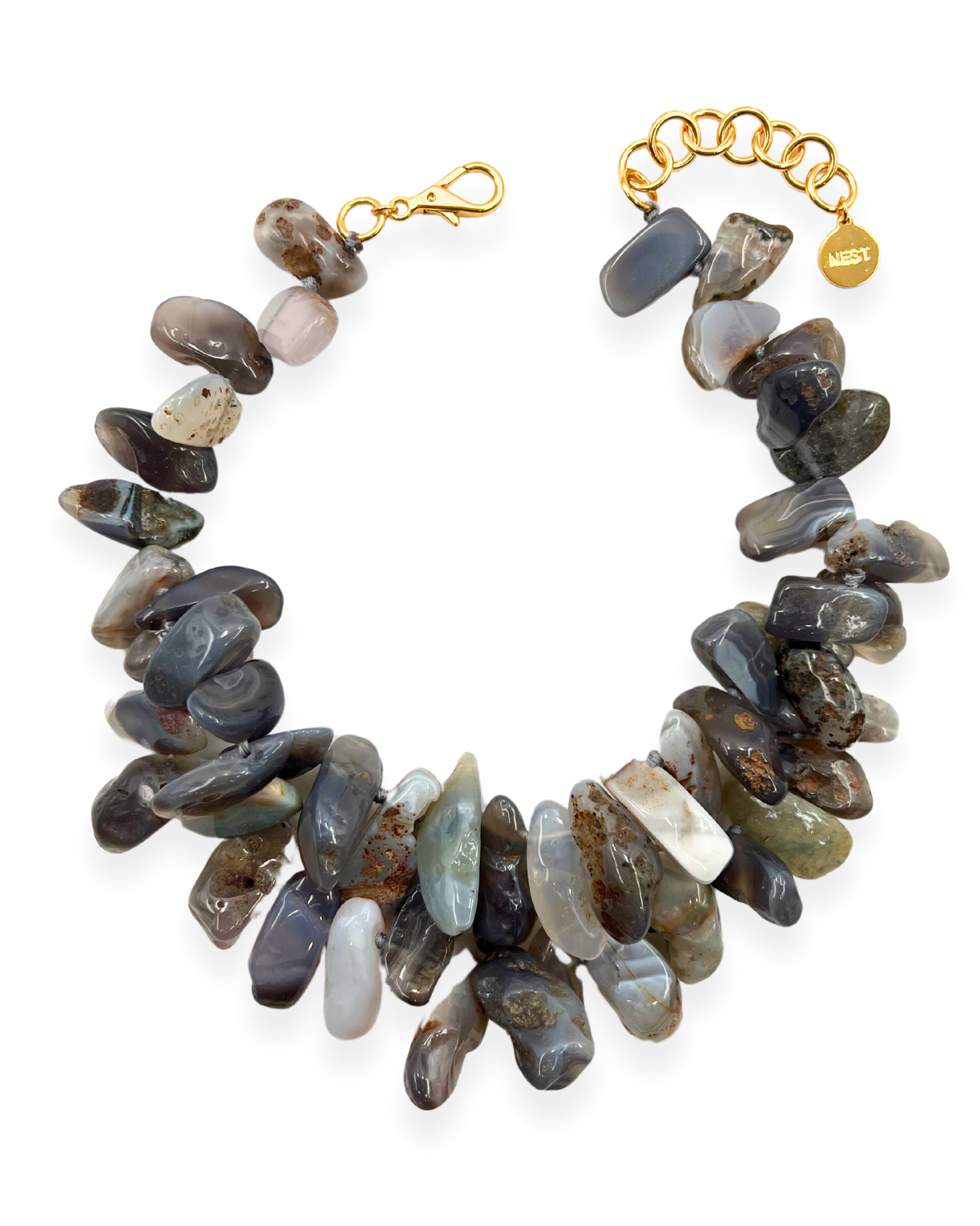 Gray Agate Cluster Necklace