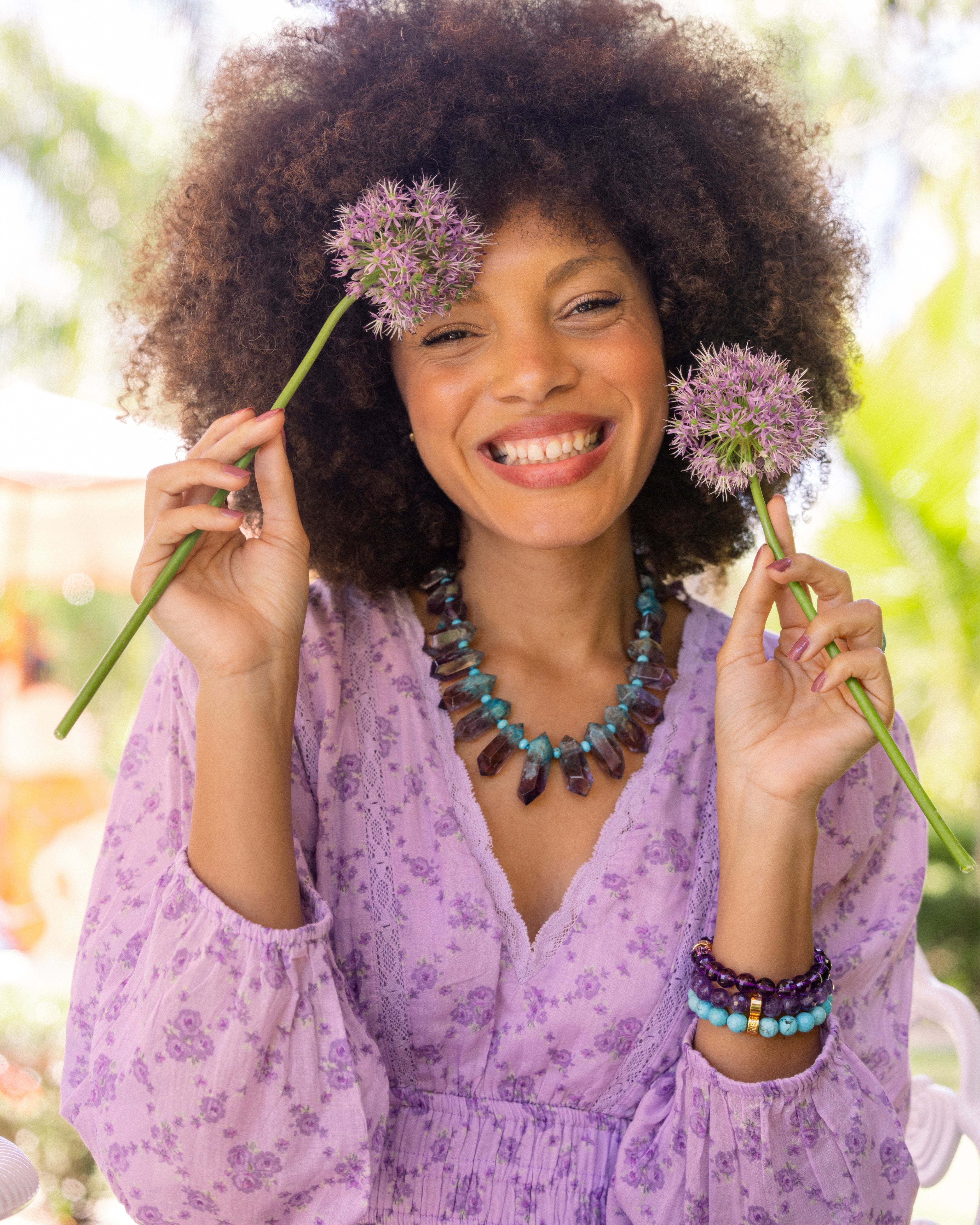 Amethyst and Turquoise Statement Necklace