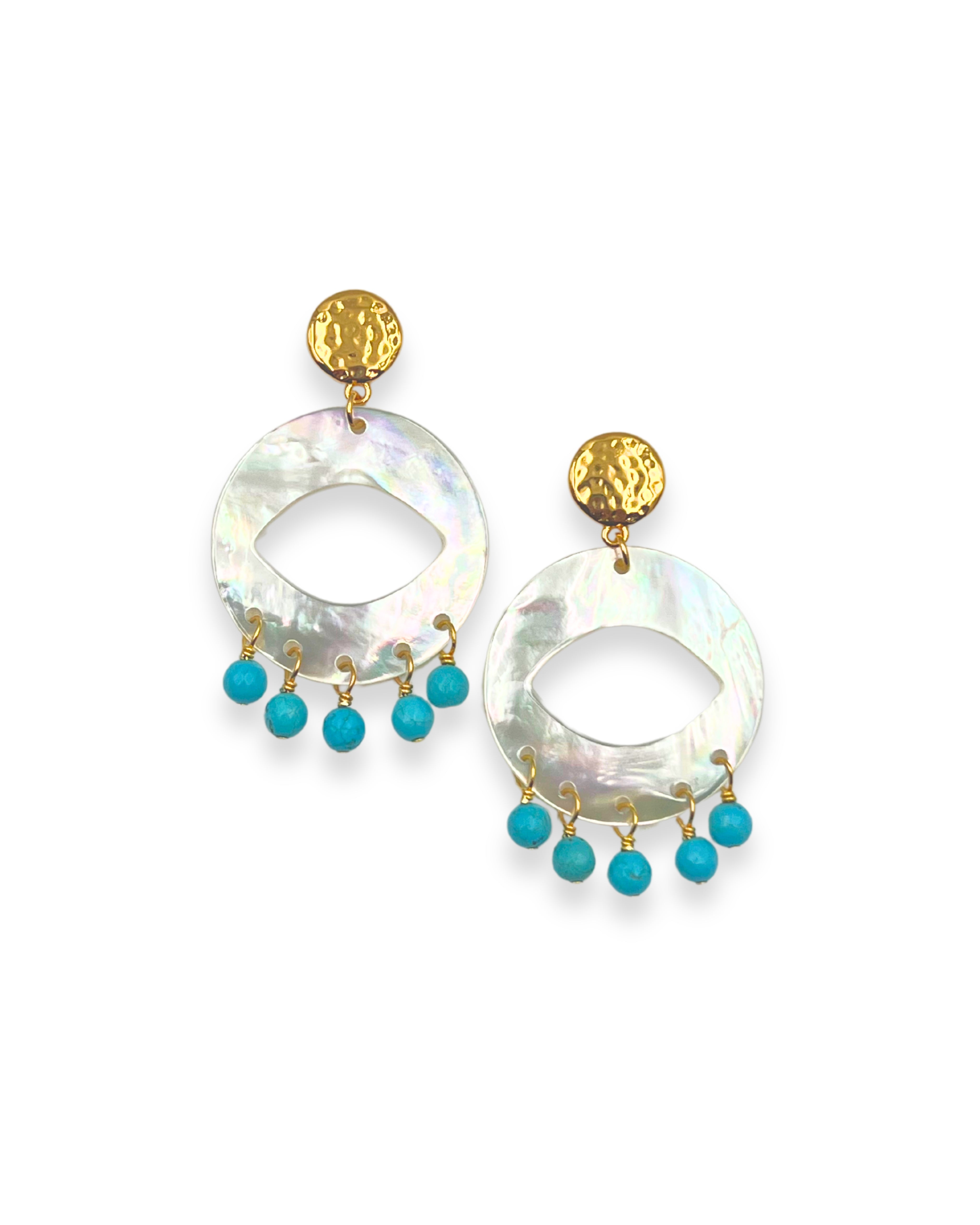 Mother of Pearl Turquoise Drop Earrings