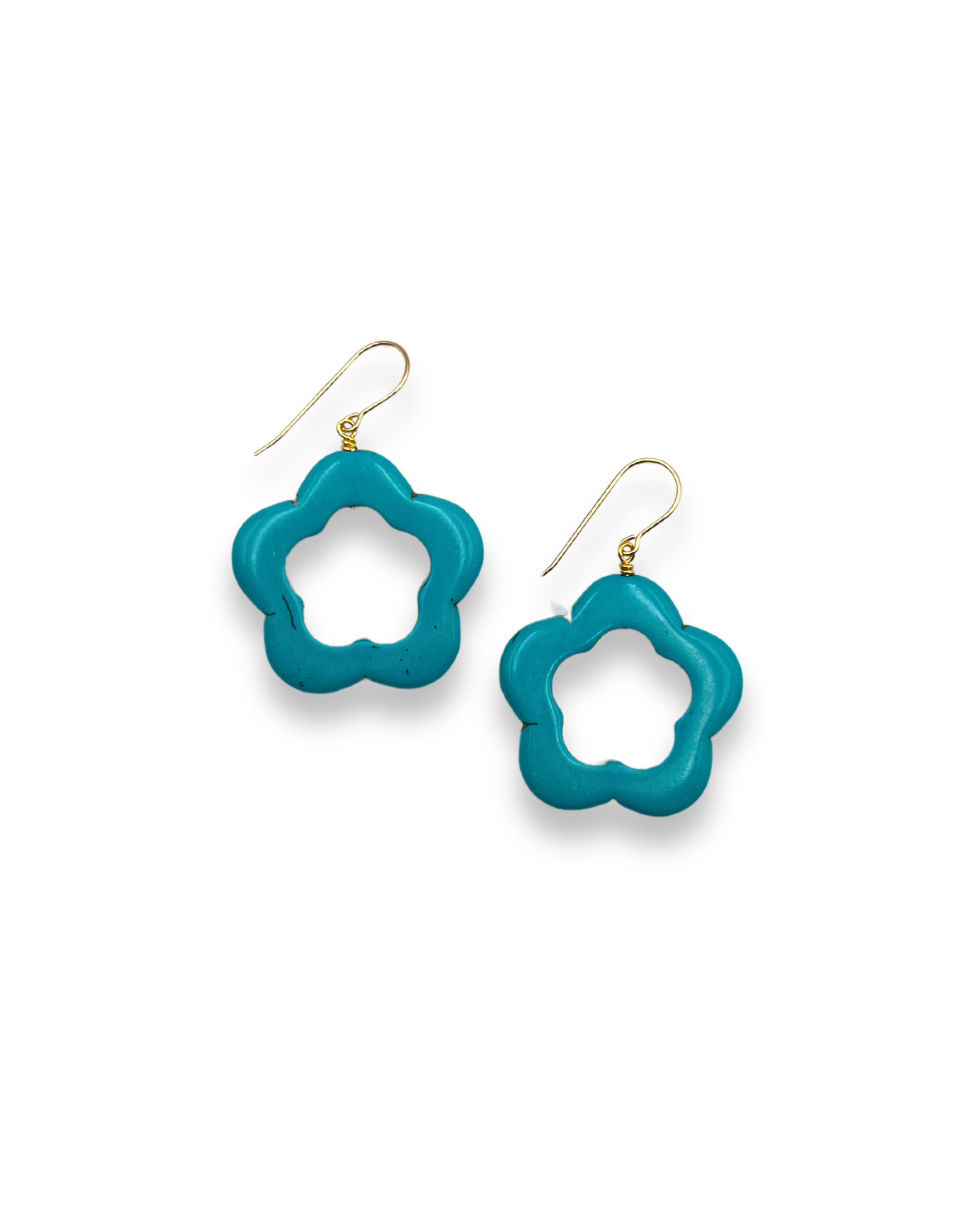Turquoise Howlite Flower Earrings