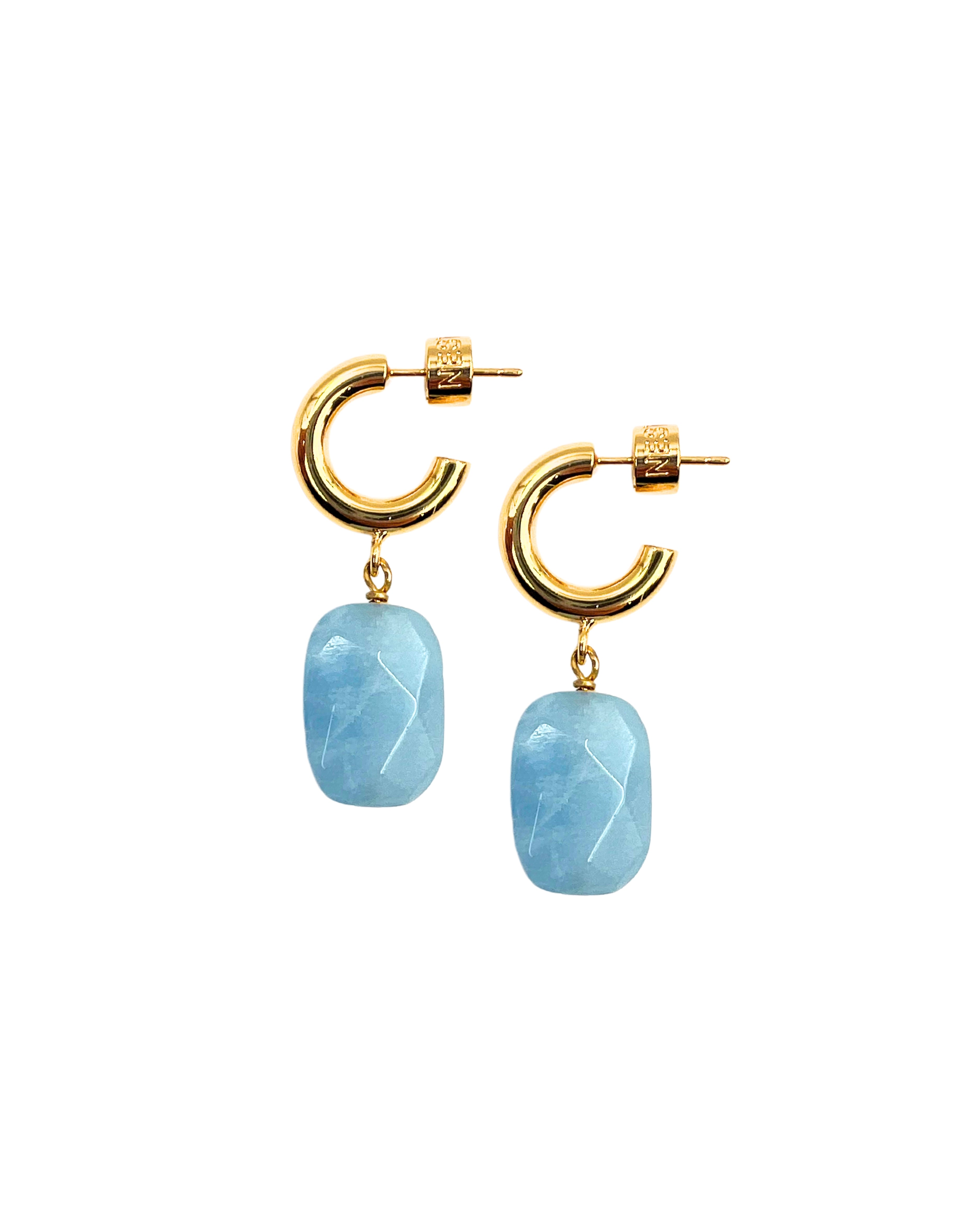 Aquamarine Huggie Hoop Earrings