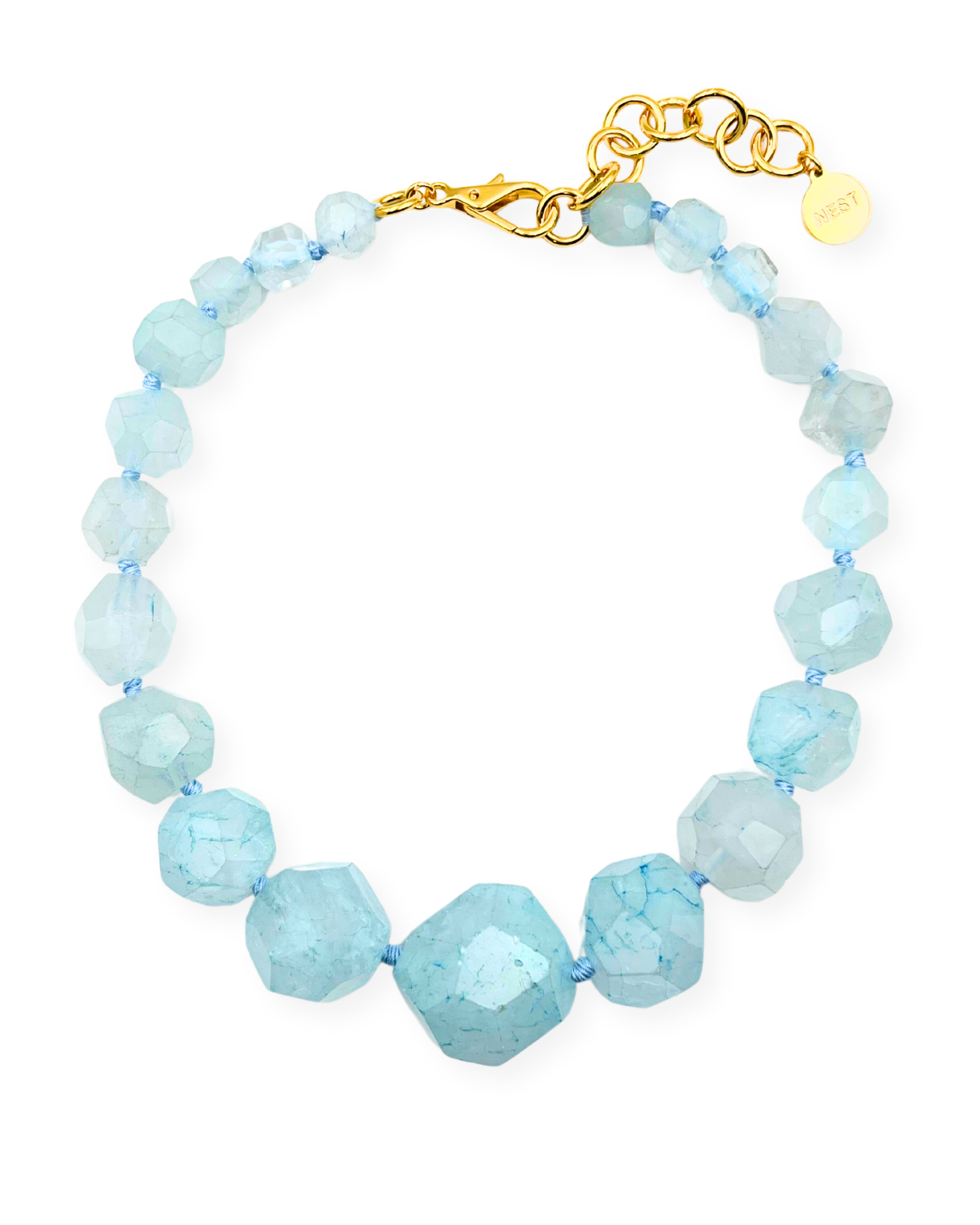 Blue Quartz Graduated Strand Necklace