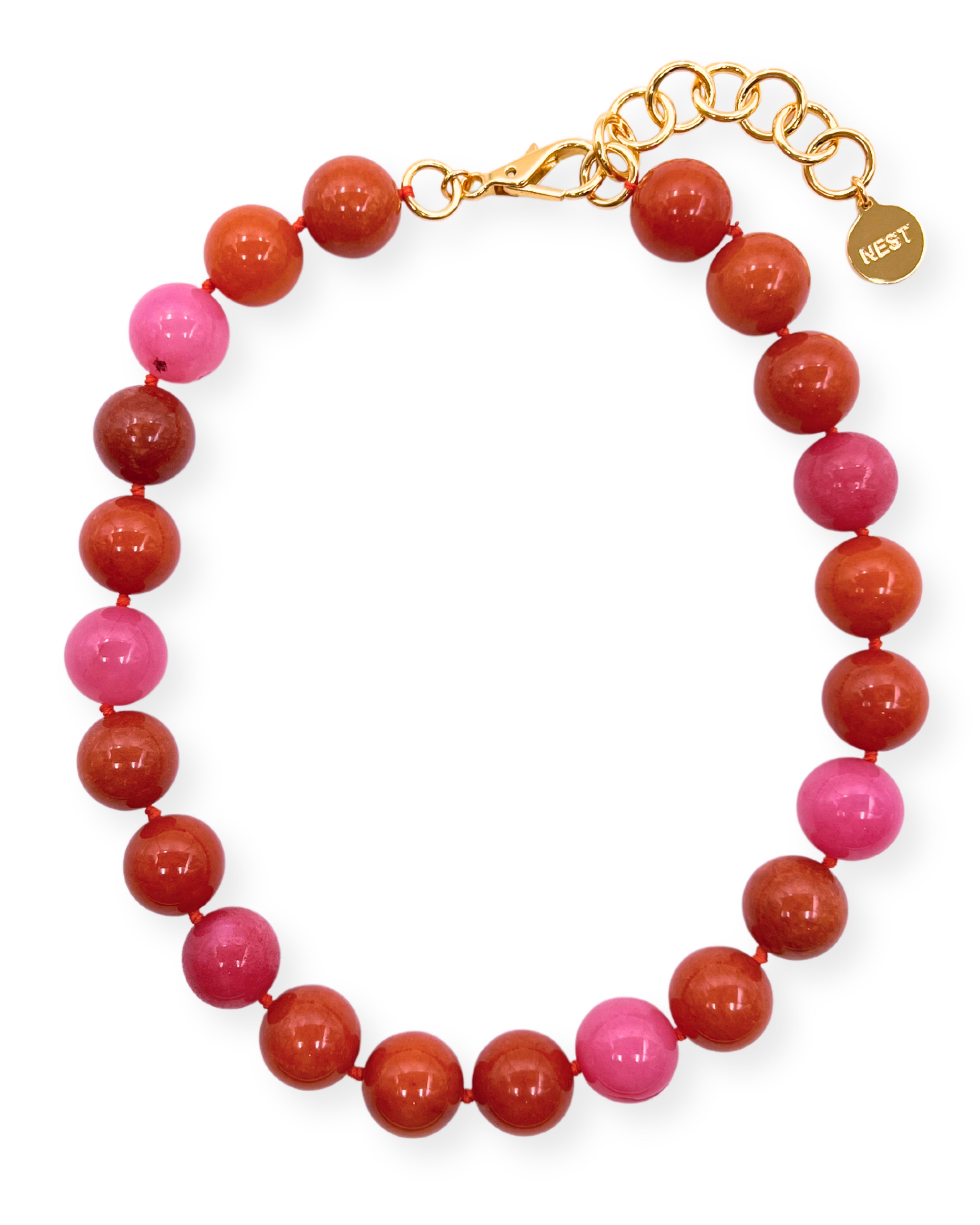 Orange and Pink Agate Strand Necklace