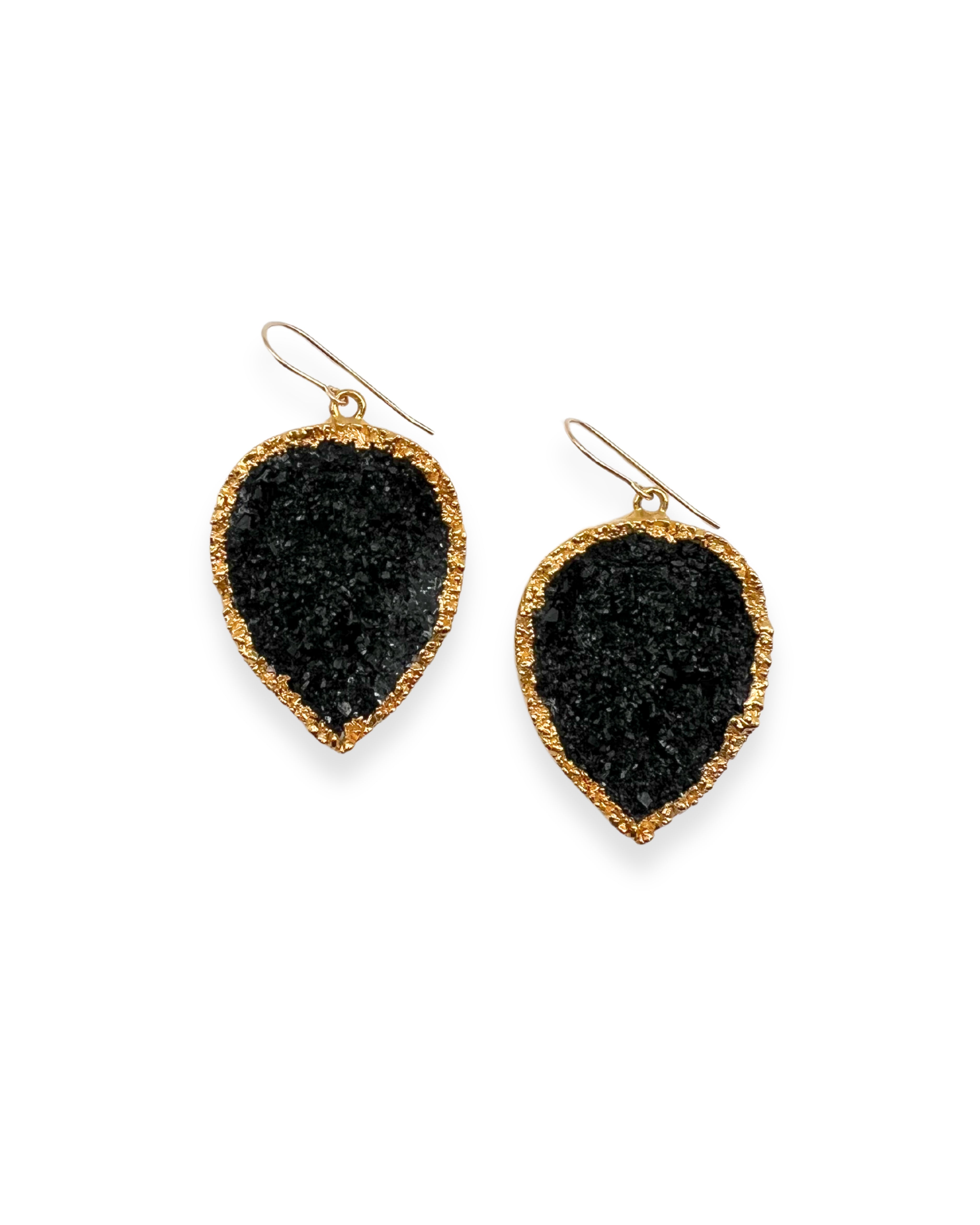 Black Druzy Earrings