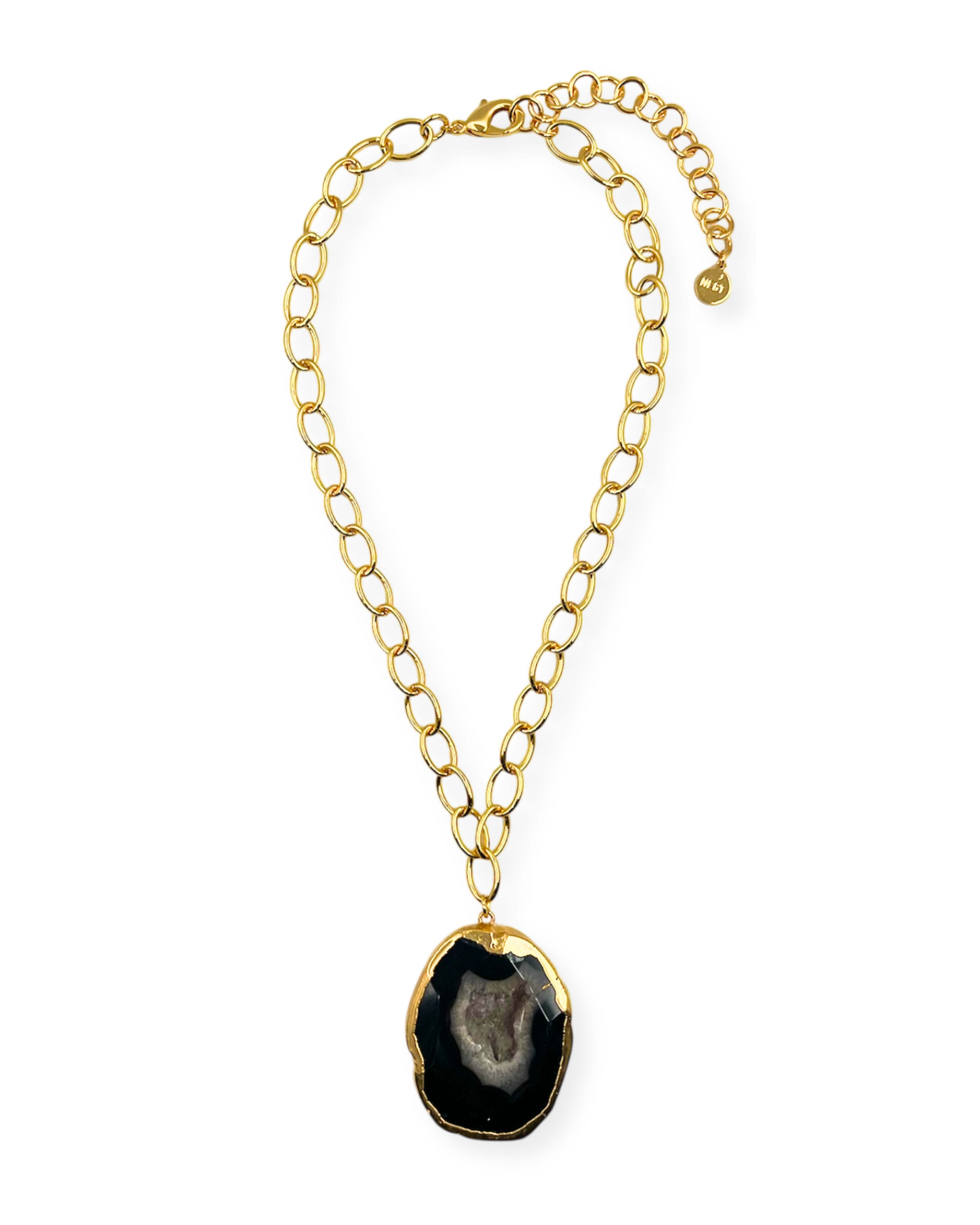 Black Agate Pendant Necklace