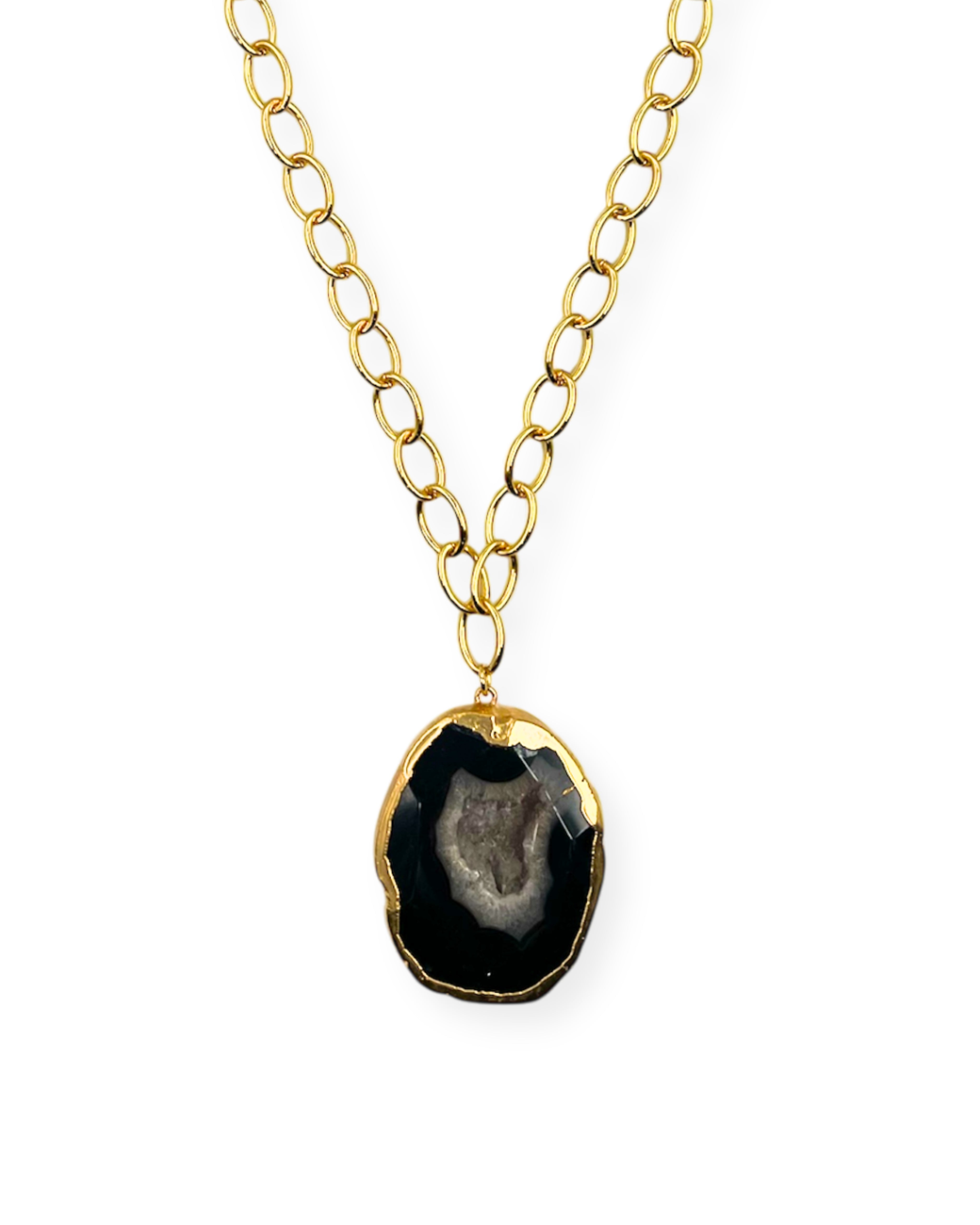 Black Agate Pendant Necklace