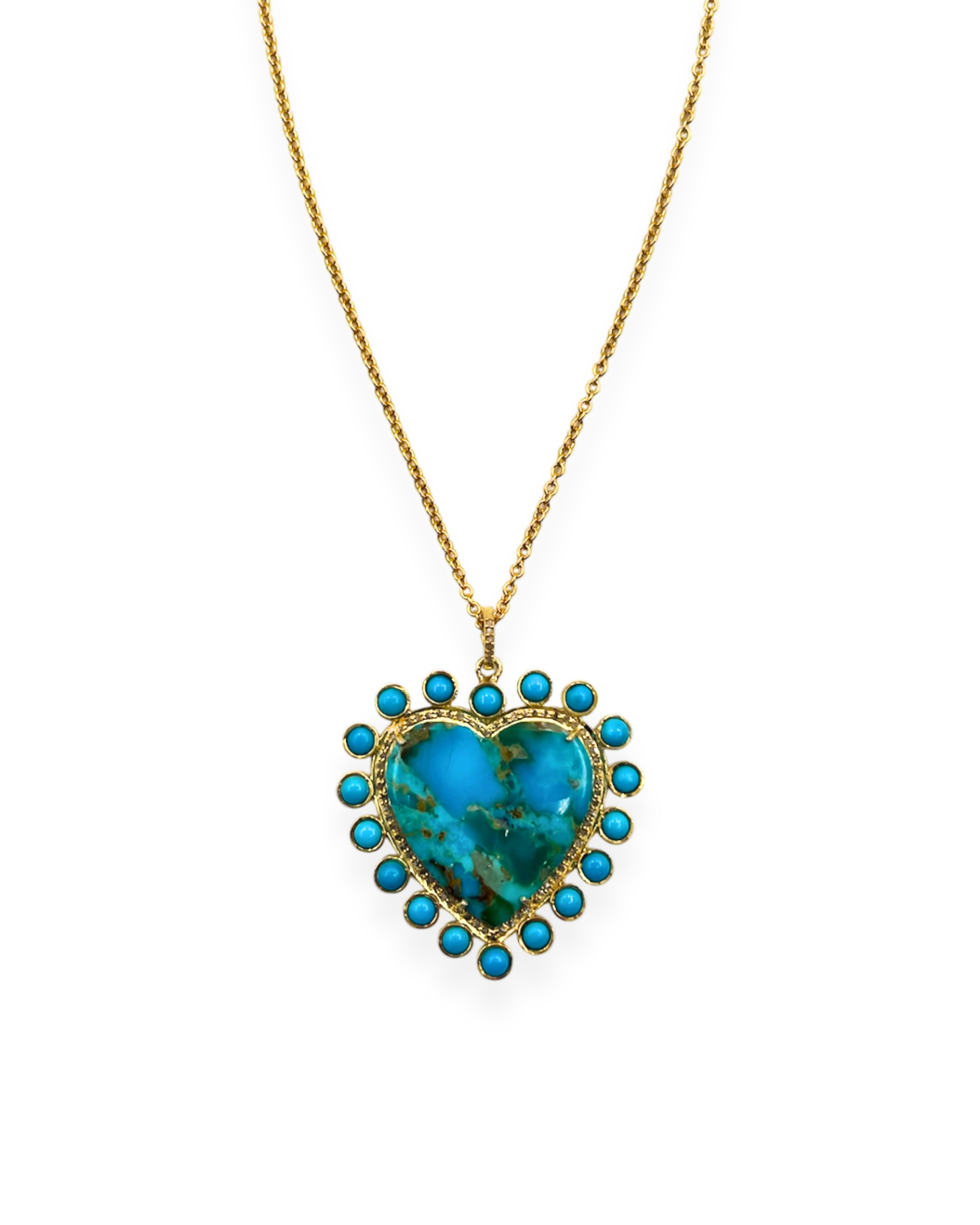 Turquoise and Diamond Heart Pendant