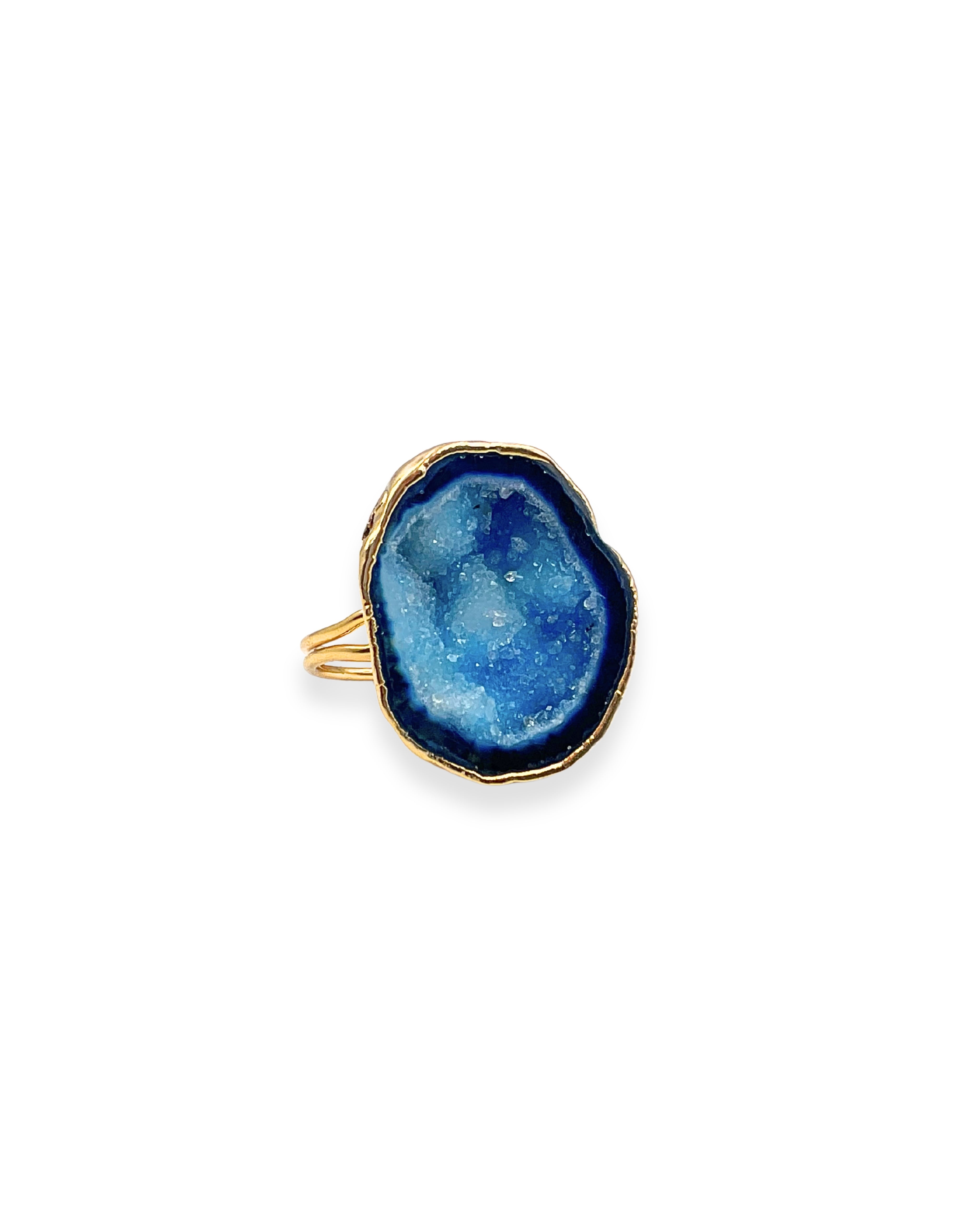 Blue Druzy Agate Adjustable Ring